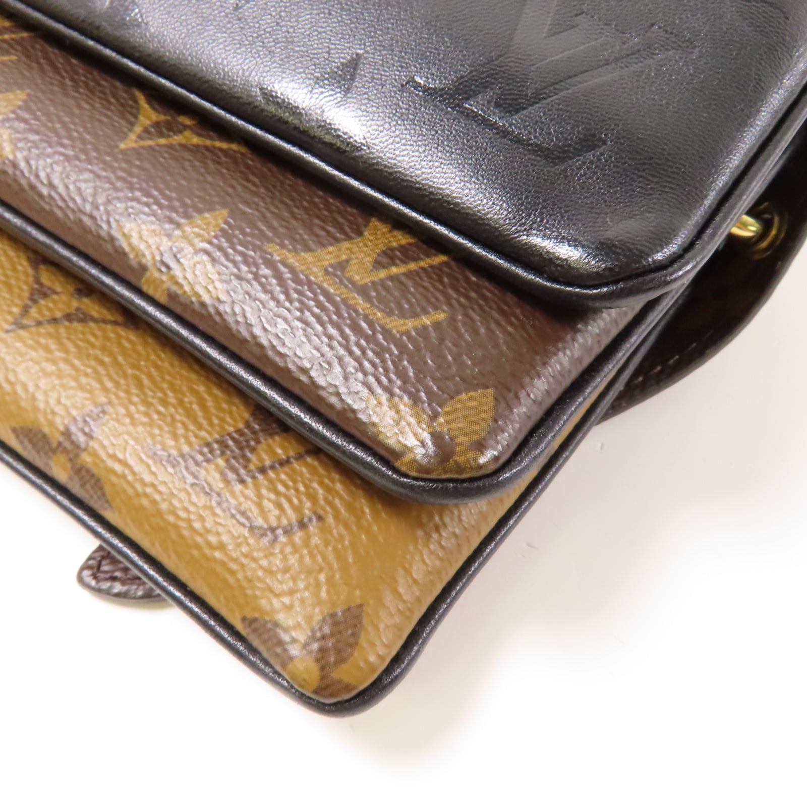 LOUIS VUITTON 【激減優惠】Monogram Reverse Multi Pochette金扣肩背袋啡色/黑色