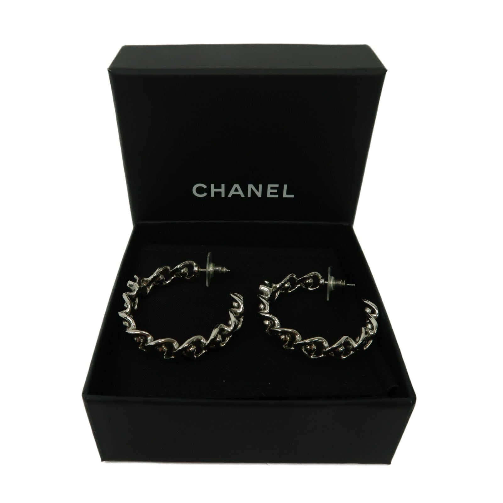CHANEL 金屬Hoop Earrings耳環銀色