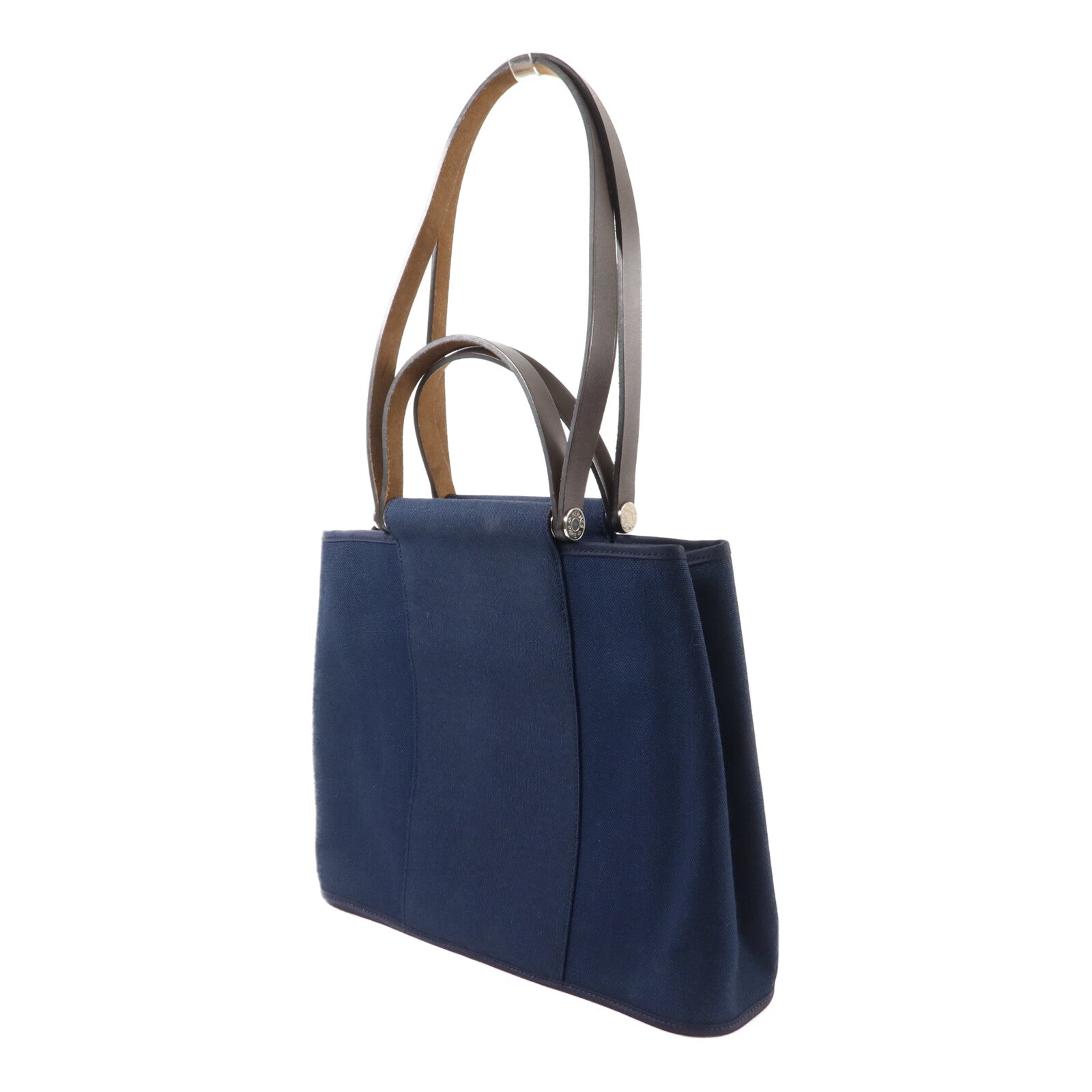 HERMES 帆布Cabag PM手挽肩背兩用袋Bleu Indigo