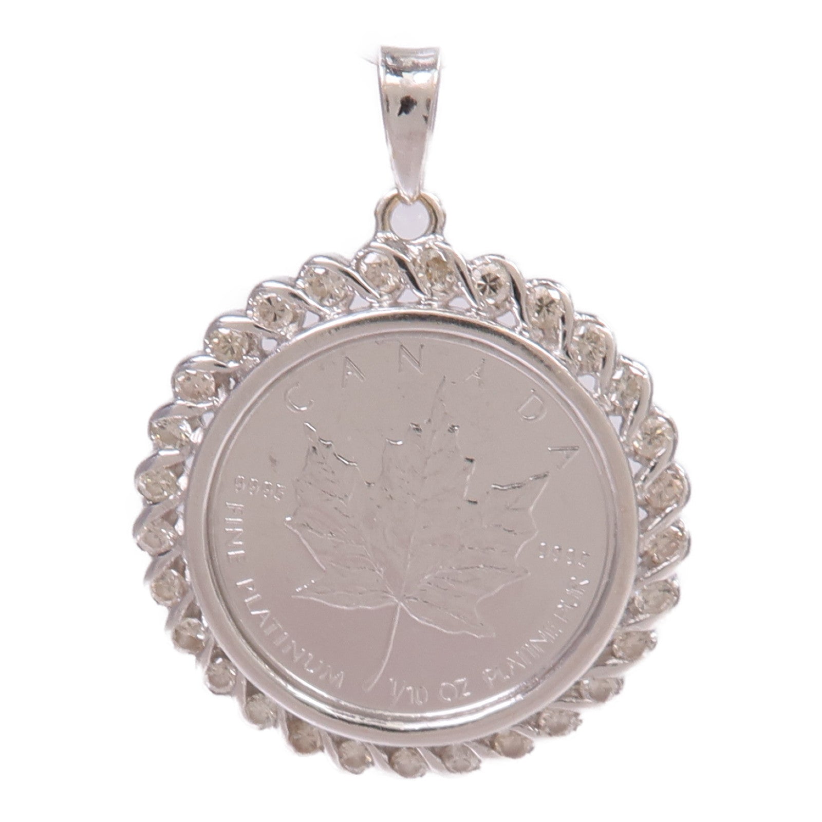 JEWELRY PT9995鉑金/14K白金Canadian Maple Leaf Diamond Pendant Top鑽石吊墜