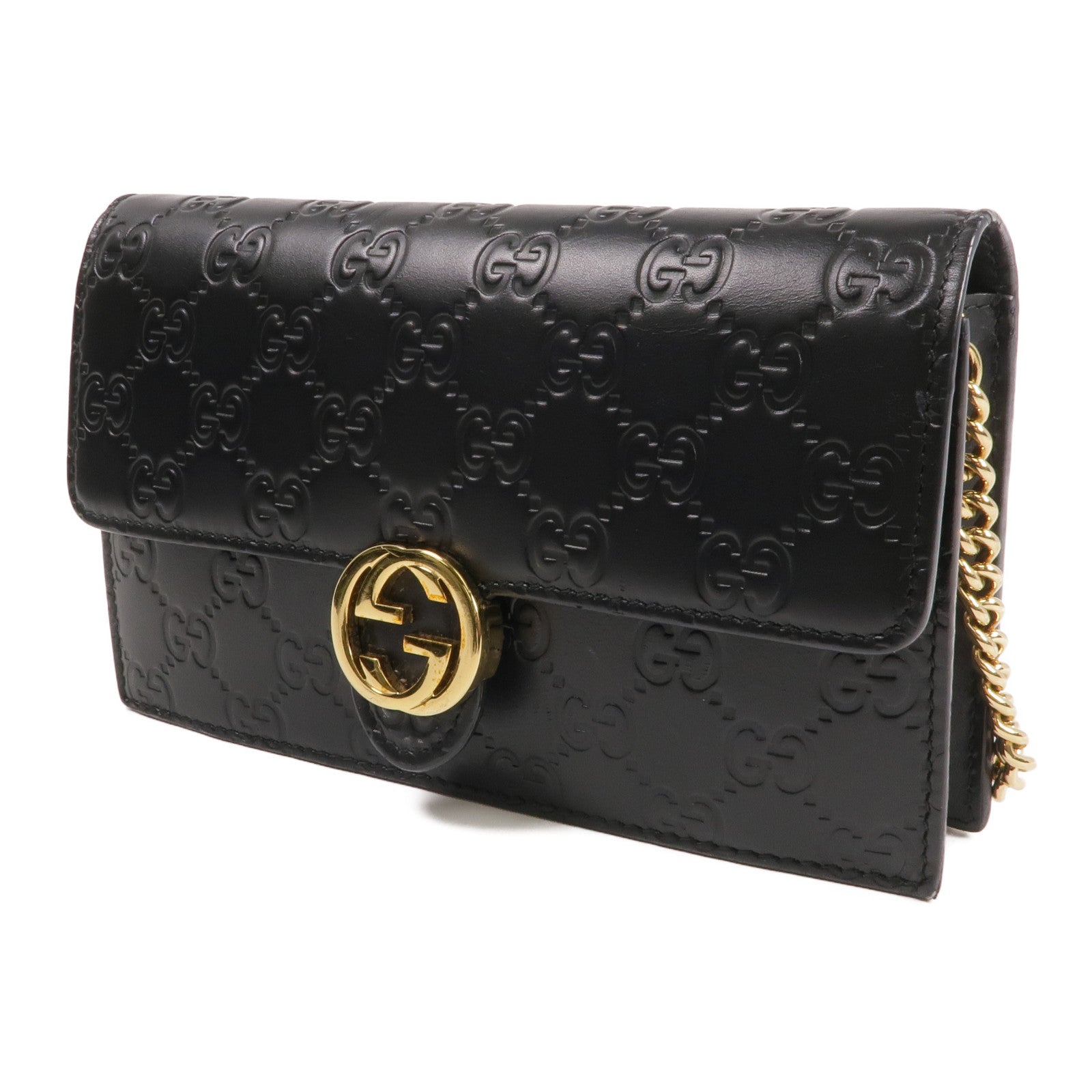 GUCCI 牛皮皮革Chain Shoulder Bag金扣鏈帶肩背袋