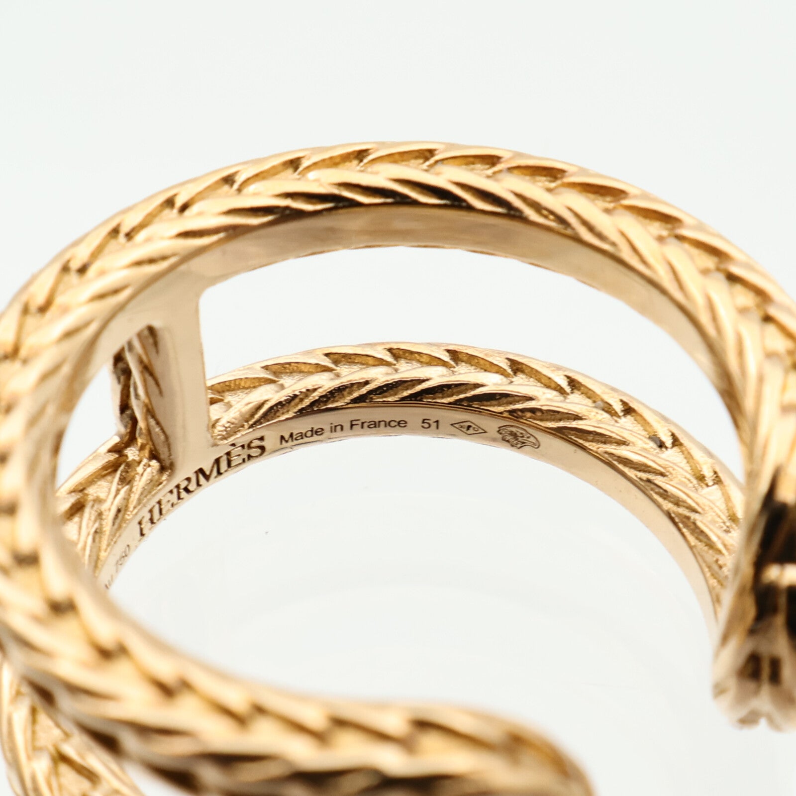 HERMES 18K黃金Chaine d'ancre Danae Ring戒指Hermes#51/US#5.75