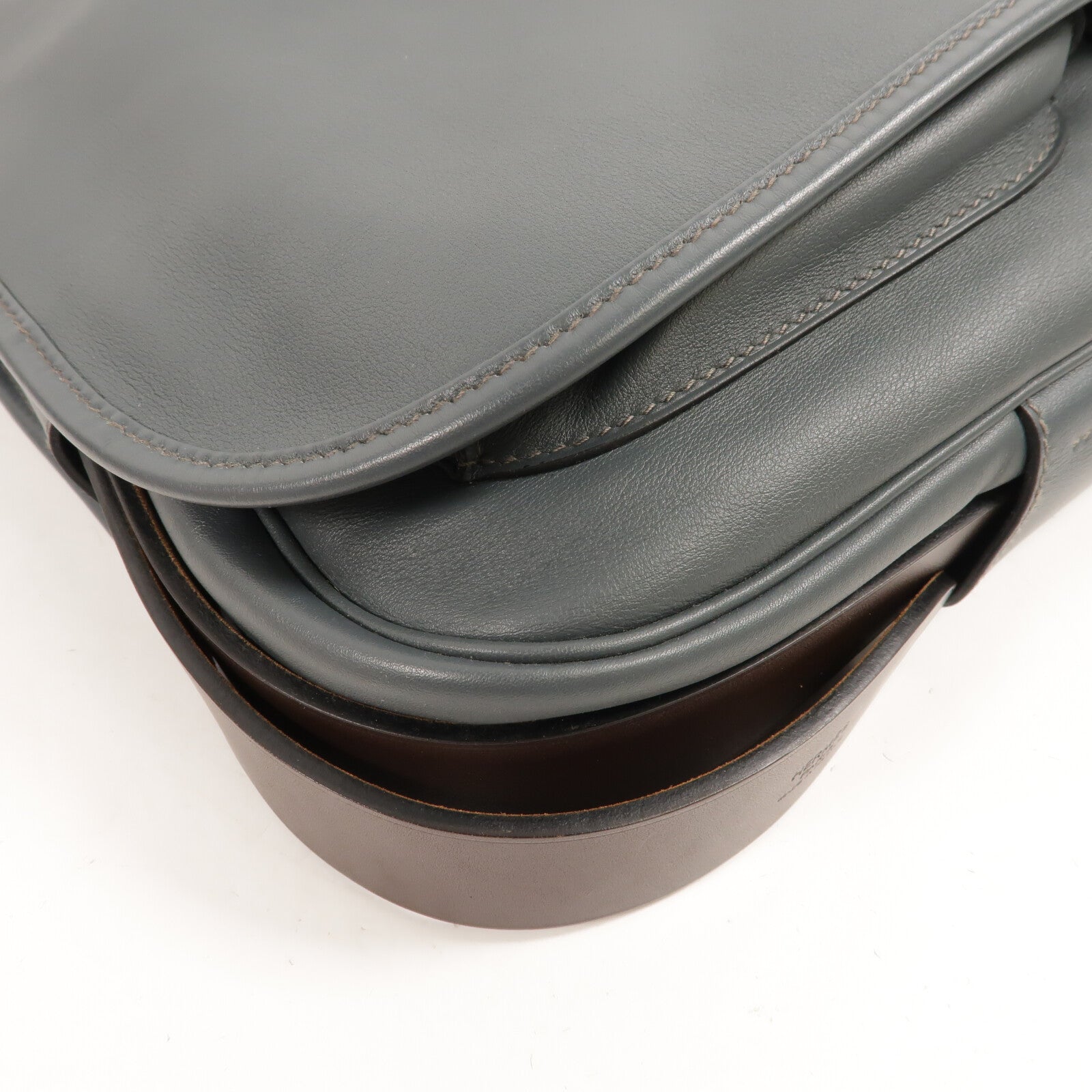 HERMES Swift皮革Barda 35銀扣肩背袋Blue Orage