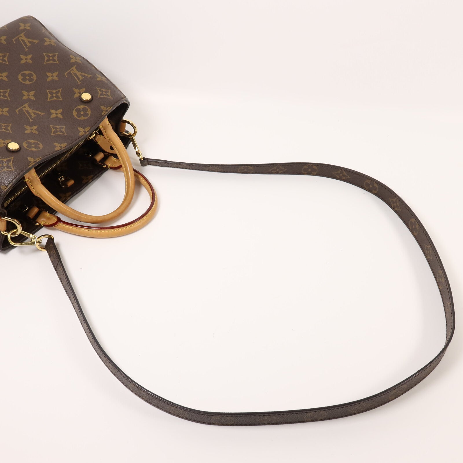 LOUIS VUITTON Monogram Montaigne BB金扣手挽肩背兩用袋棕色