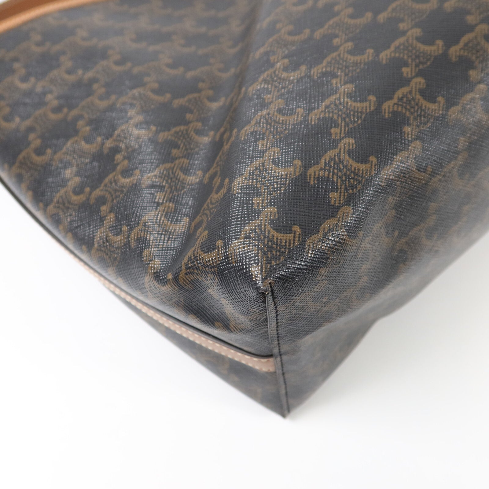 CELINE 塗層帆布/牛皮皮革Soft Shopper肩背袋