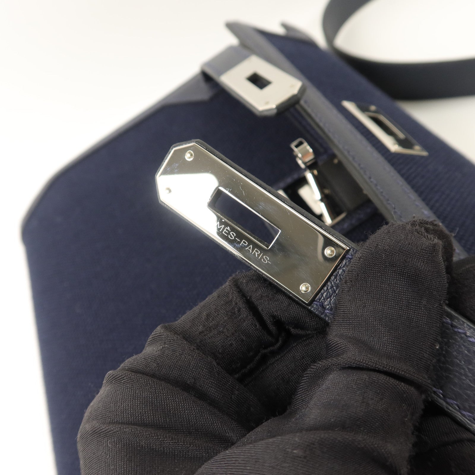 HERMES Woolycot/Togo皮革Kelly Depeches 25手拿包Navy