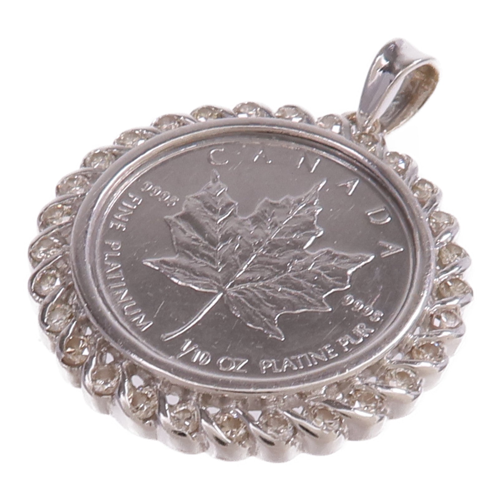 JEWELRY PT9995鉑金/14K白金Canadian Maple Leaf Diamond Pendant Top鑽石吊墜