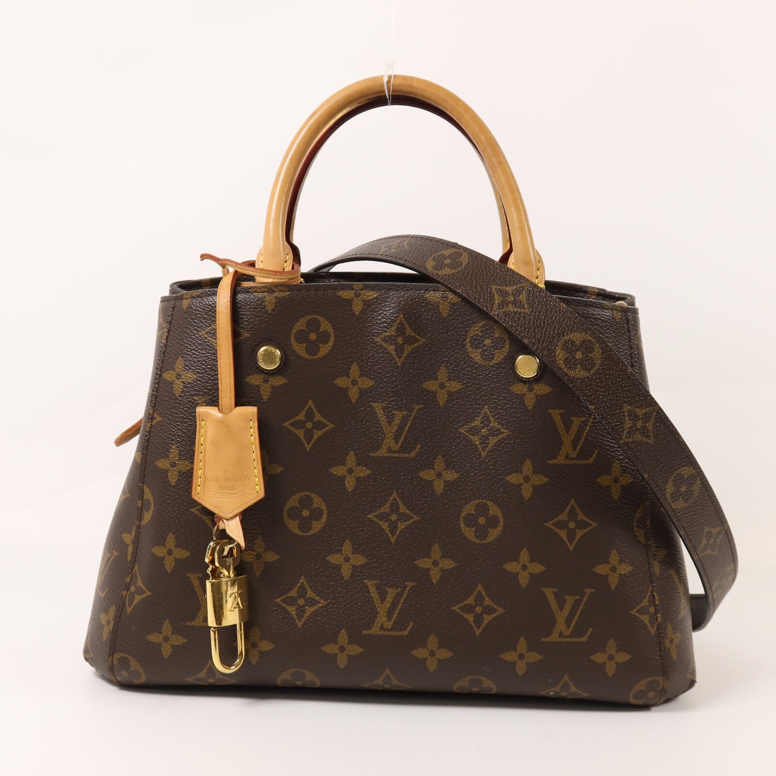 LOUIS VUITTON Monogram Montaigne BB金扣手挽肩背兩用袋棕色