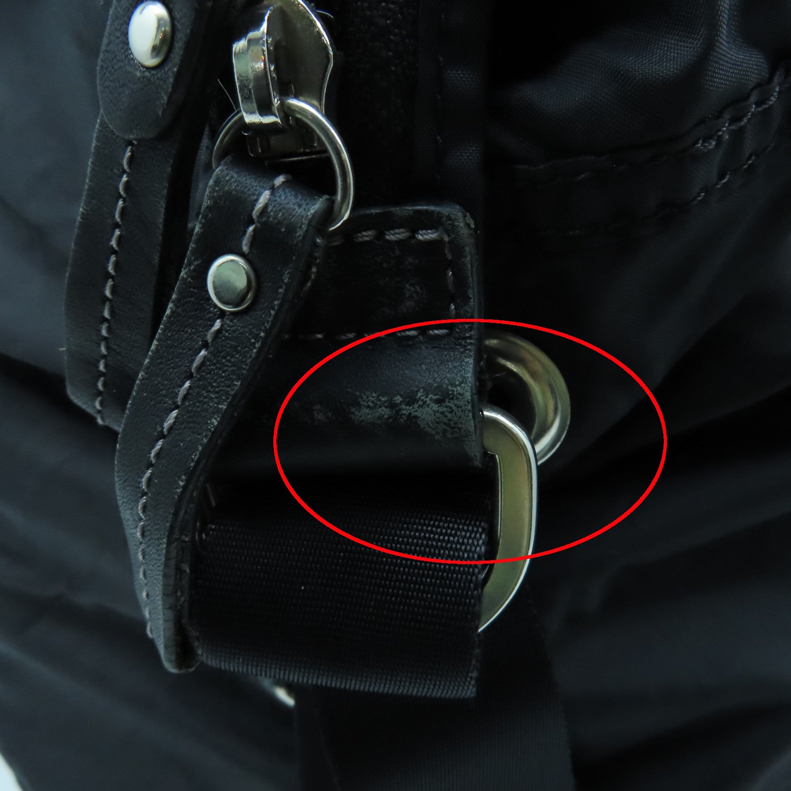 agnes b. 尼龍2way Shoulder Bag銀扣手挽肩背兩用袋黑色