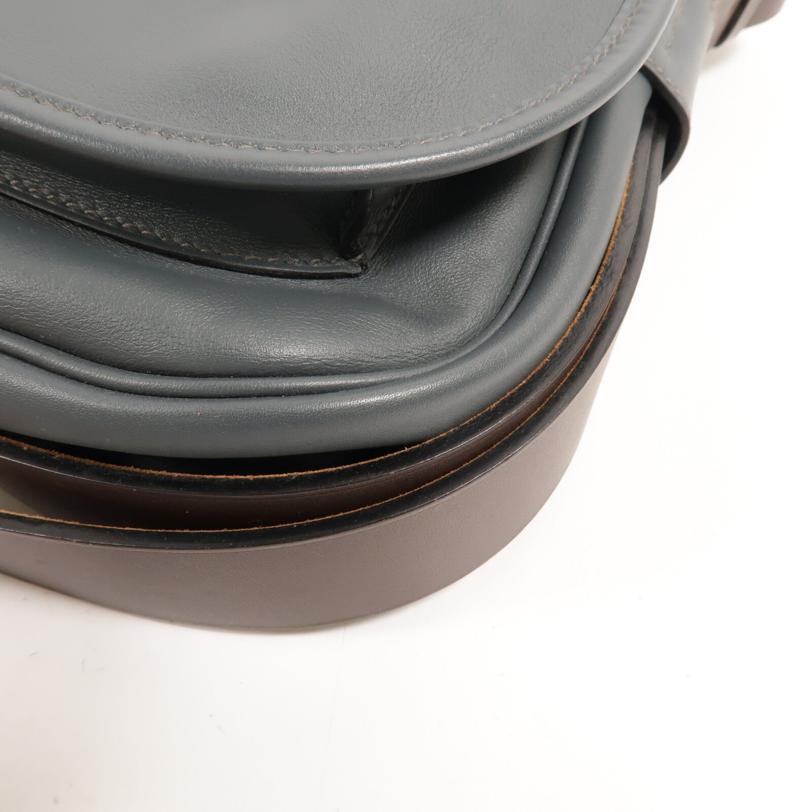 HERMES Swift皮革Barda 35銀扣肩背袋Blue Orage
