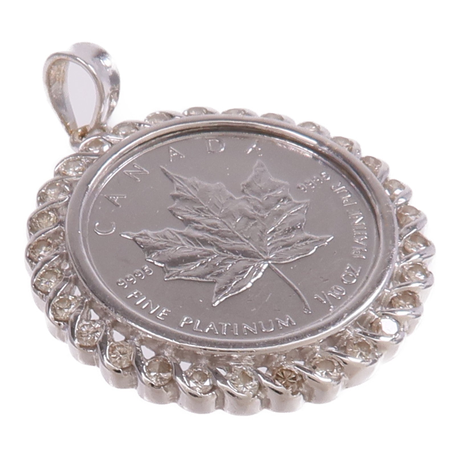 JEWELRY PT9995鉑金/14K白金Canadian Maple Leaf Diamond Pendant Top鑽石吊墜