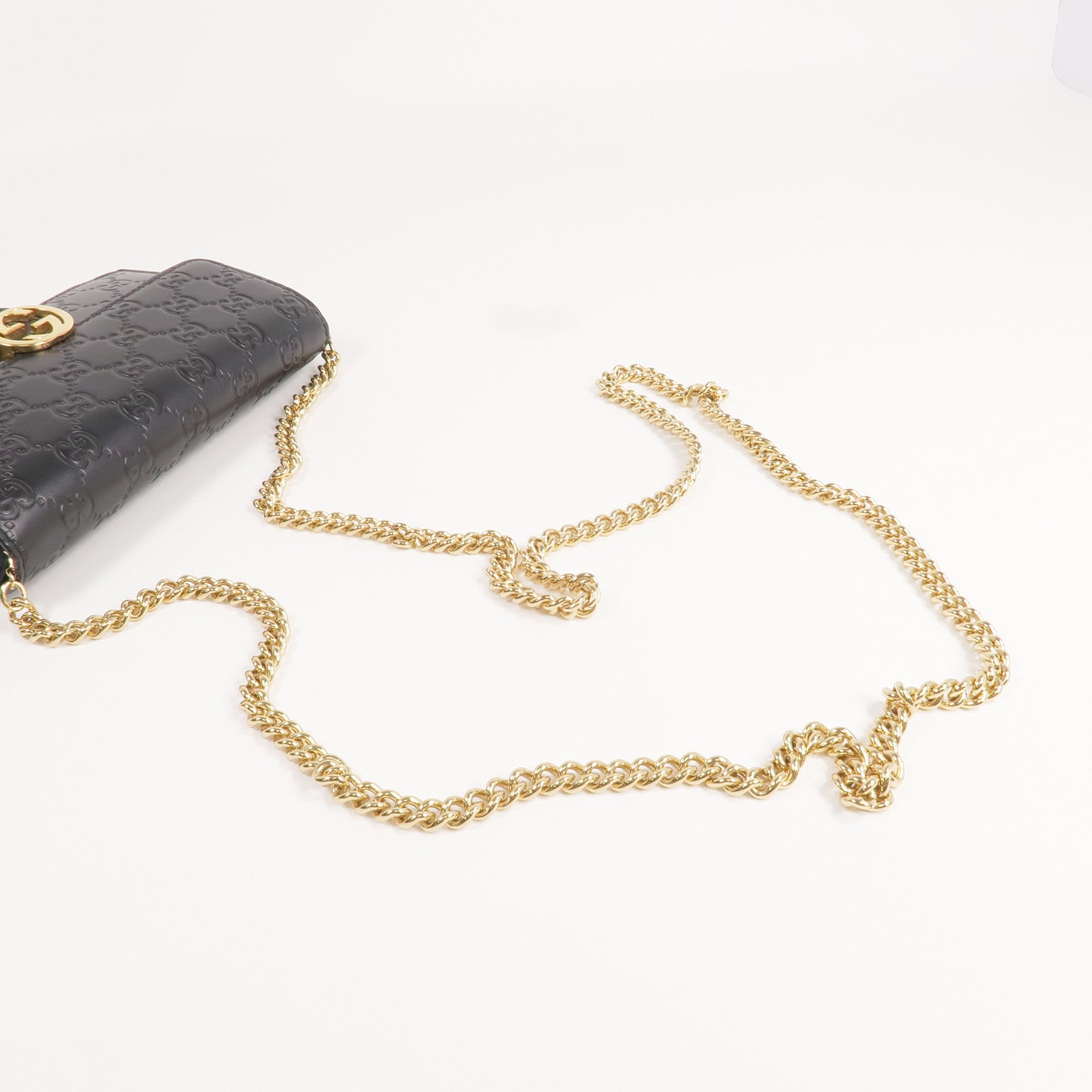 GUCCI 牛皮皮革Chain Shoulder Bag金扣鏈帶肩背袋