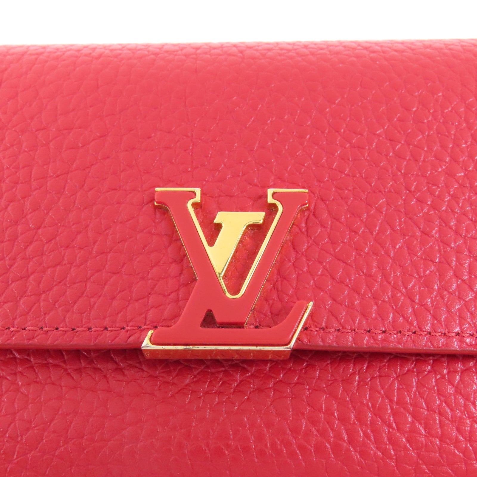 LOUIS VUITTON 牛皮皮革Capucines金扣錢包