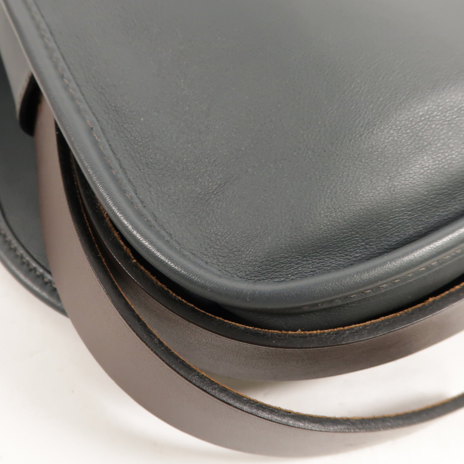 HERMES Swift皮革Barda 35銀扣肩背袋Blue Orage
