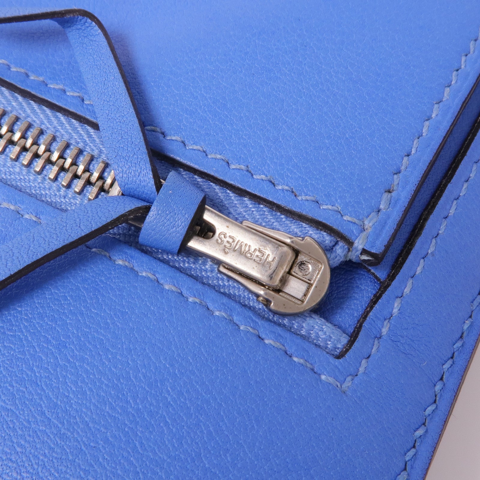 HERMES Swift皮革Dogon GM銀扣長錢包Blue