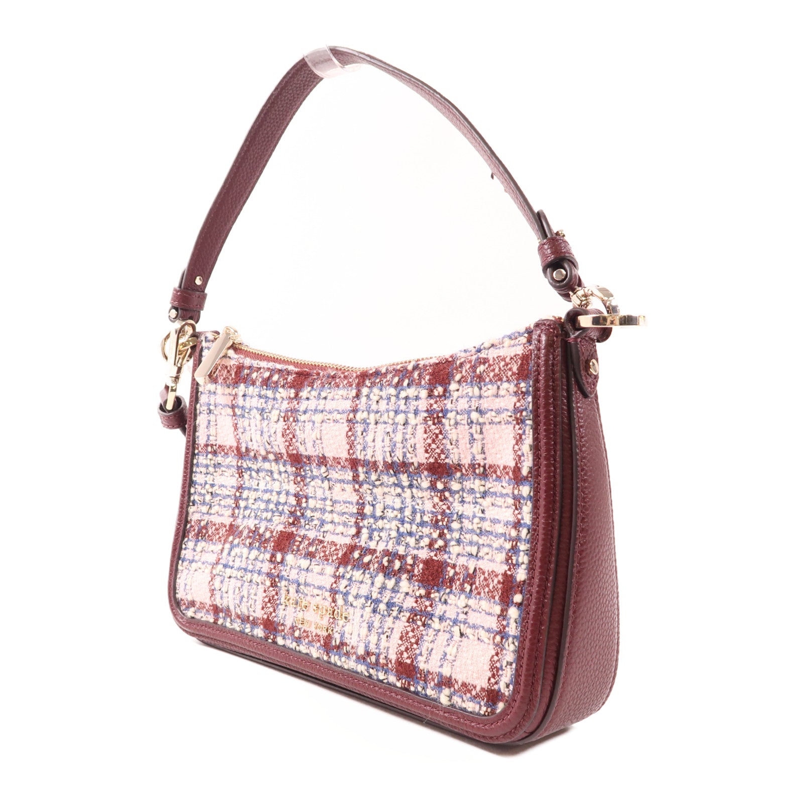 Kate Spade 【激減優惠】粗花呢Hudson Tweed Medium Convertible金扣手挽肩背兩用袋