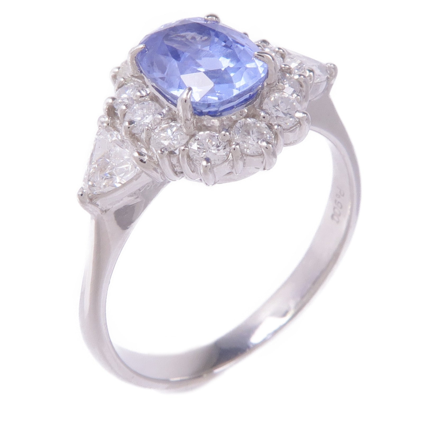 JEWELRY PT900鉑金Sapphire Diamond Ring藍寶石/鑽石戒指US#6.25