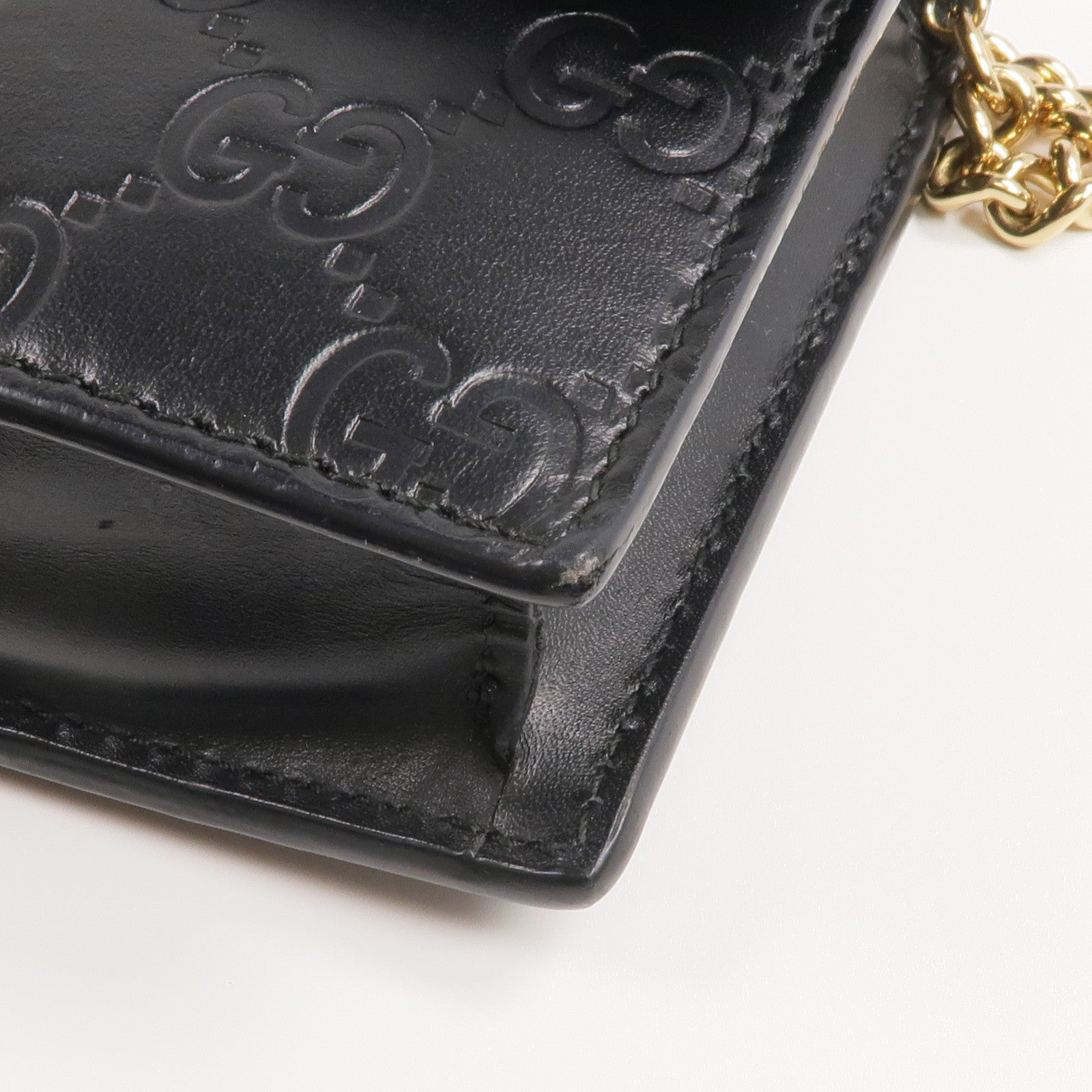 GUCCI 牛皮皮革Chain Shoulder Bag金扣鏈帶肩背袋