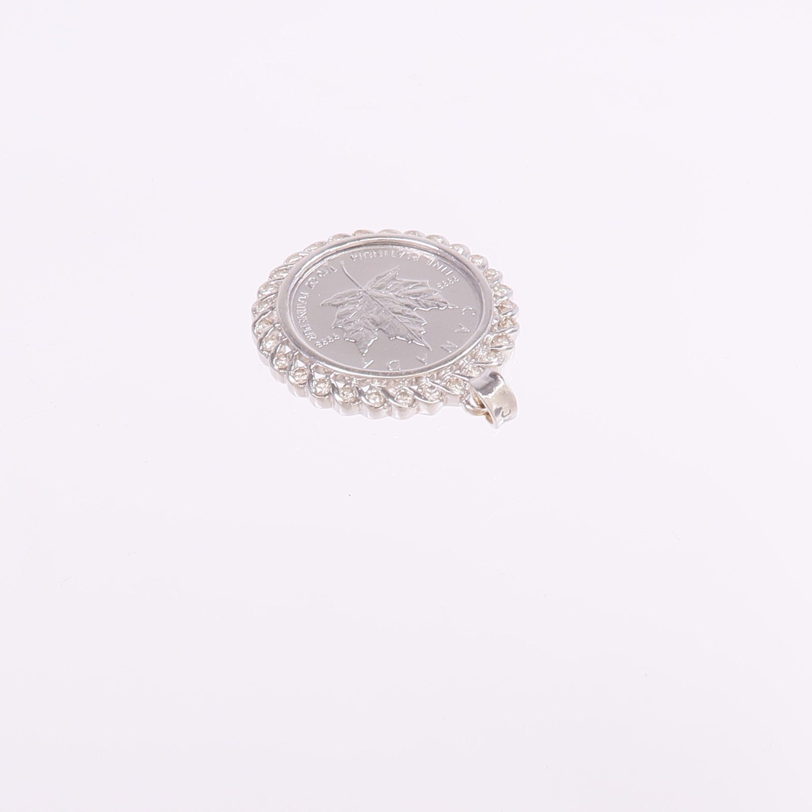 JEWELRY PT9995鉑金/14K白金Canadian Maple Leaf Diamond Pendant Top鑽石吊墜
