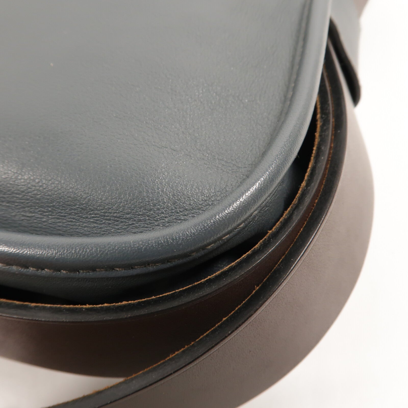 HERMES Swift皮革Barda 35銀扣肩背袋Blue Orage