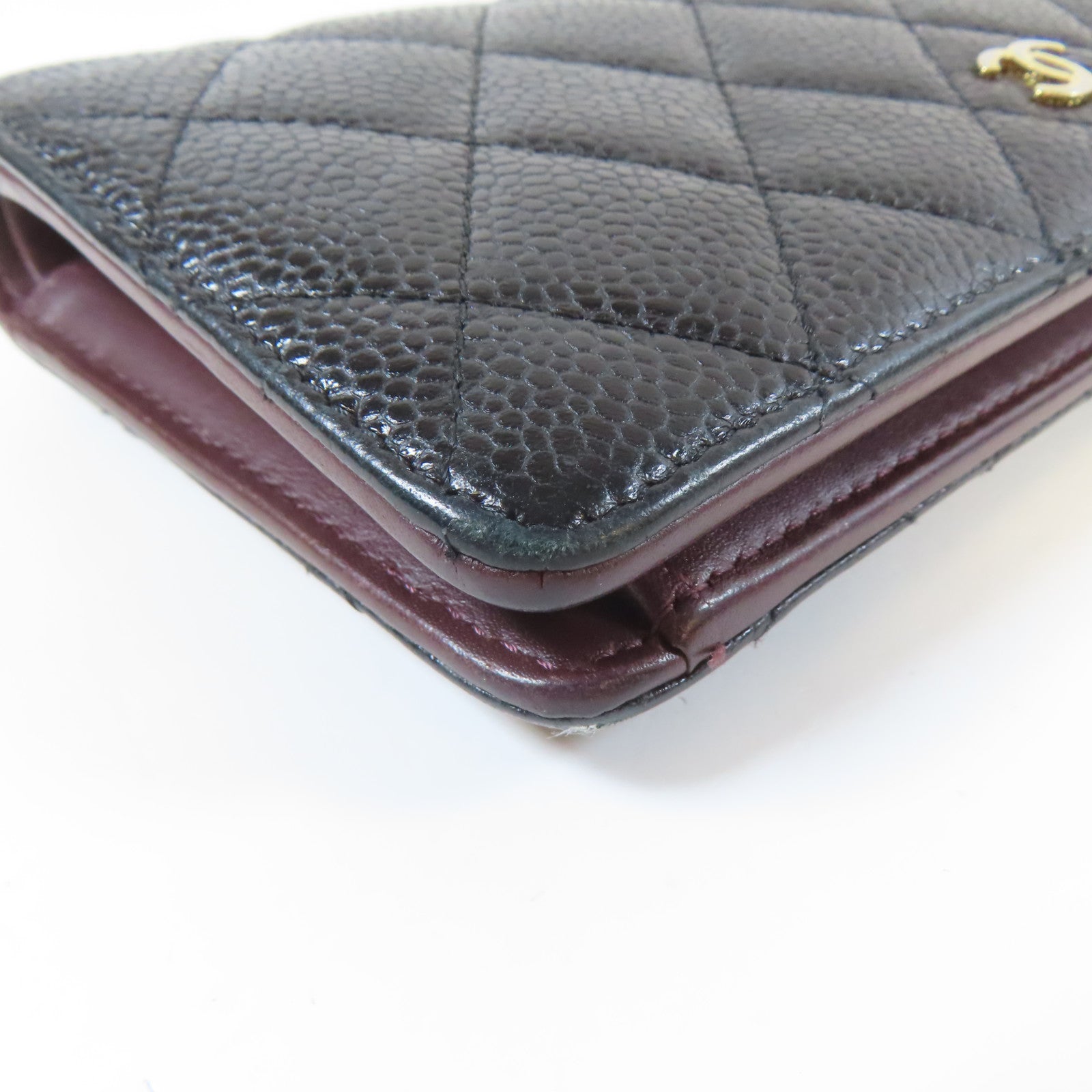 CHANEL 菱格Caviar皮革Long Bifold Wallet金扣長錢包黑色