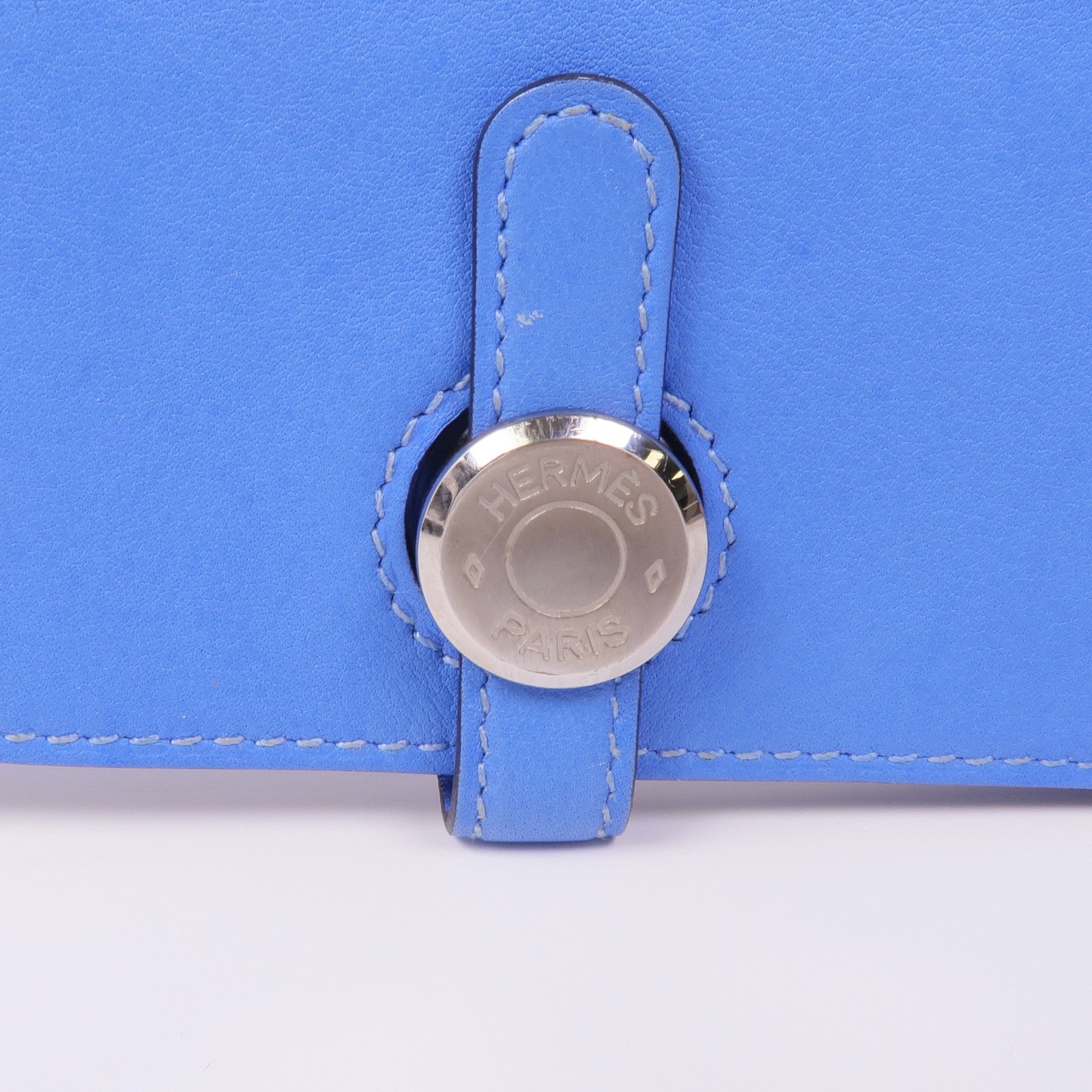 HERMES Swift皮革Dogon GM銀扣長錢包Blue