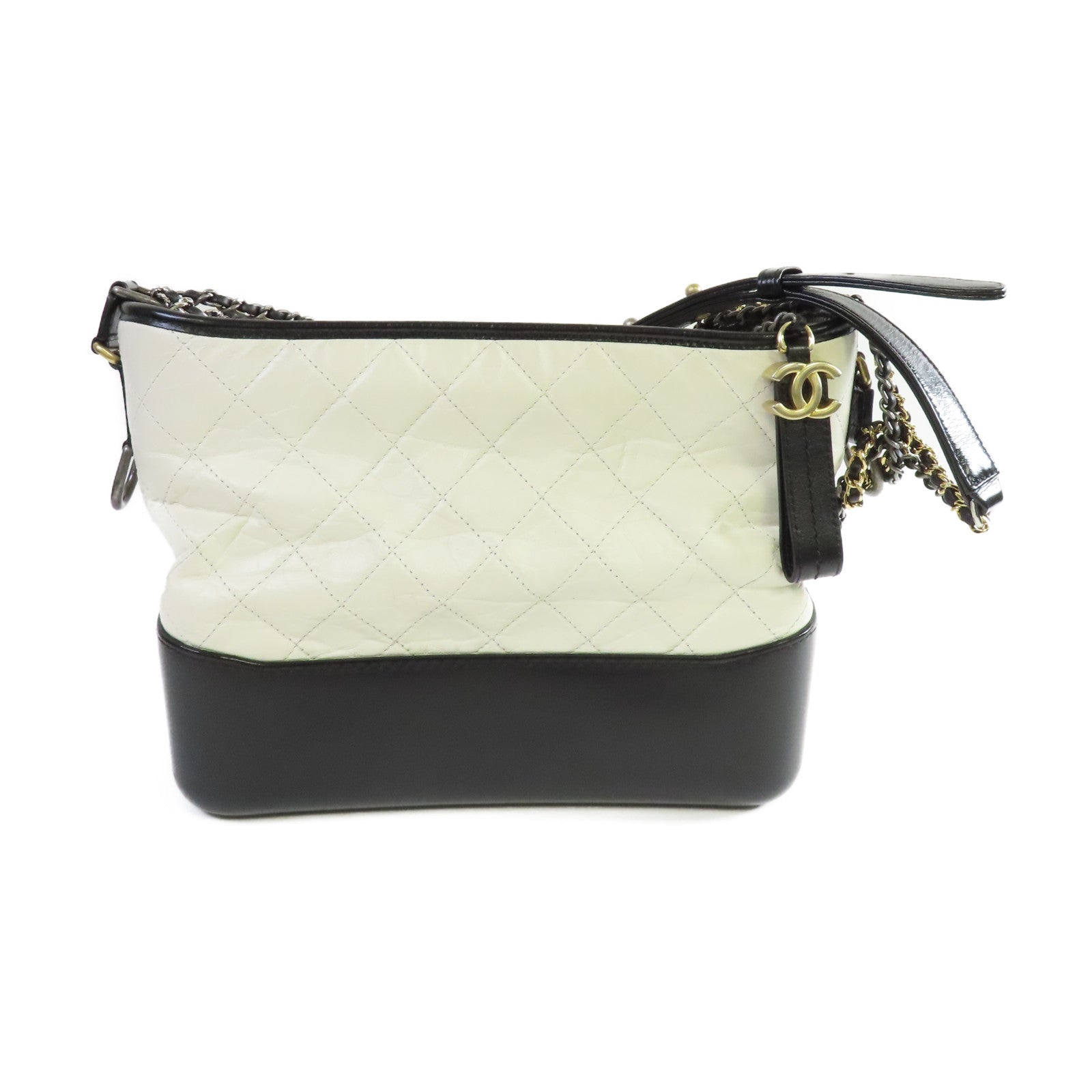 CHANEL **【激減優惠】菱格Gabrielle Medium Chain Shoulder Bag金扣鏈帶肩背袋白色/黑色