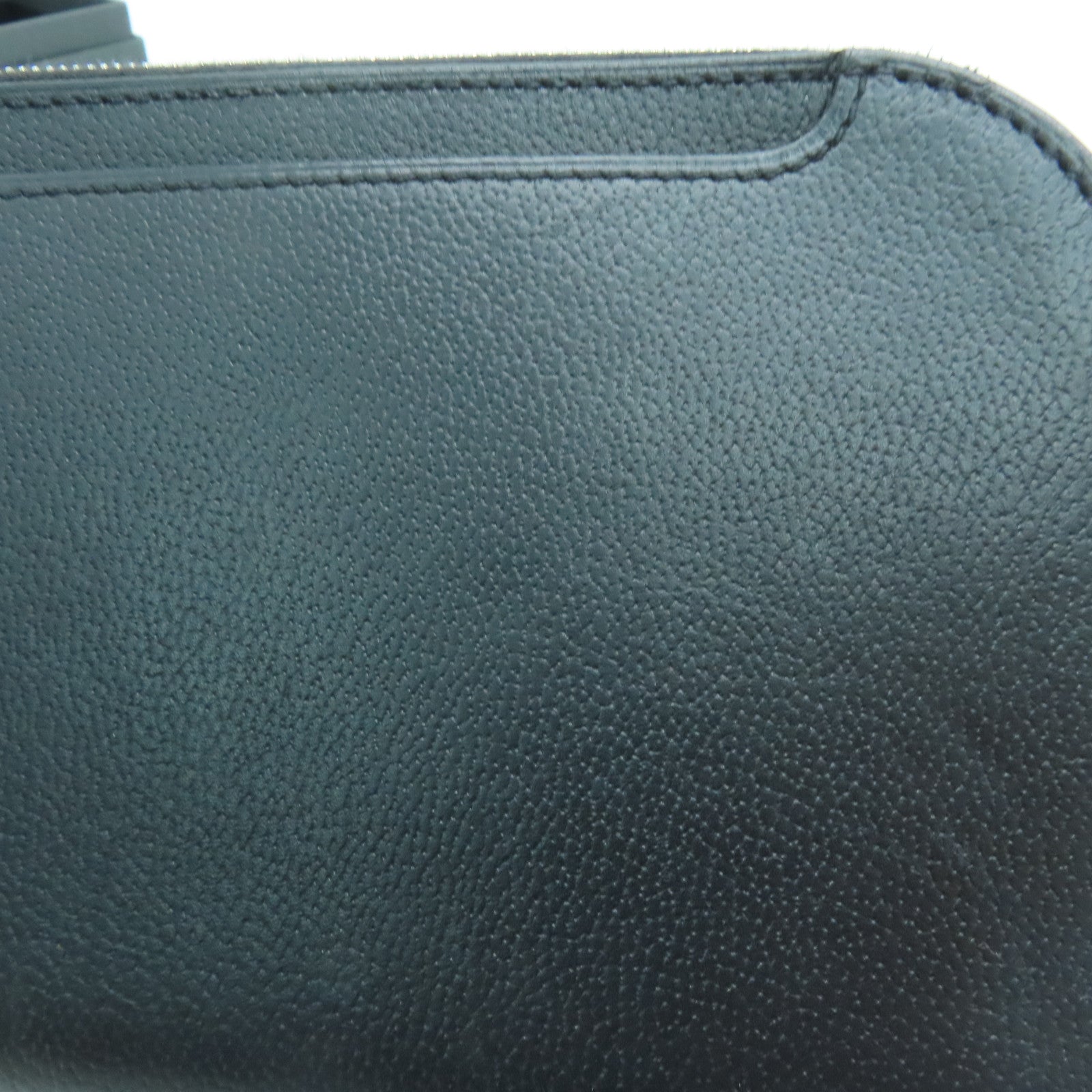 HERMES Allegretto皮革Etui Strap GM銀扣手拿包Noir/黑色