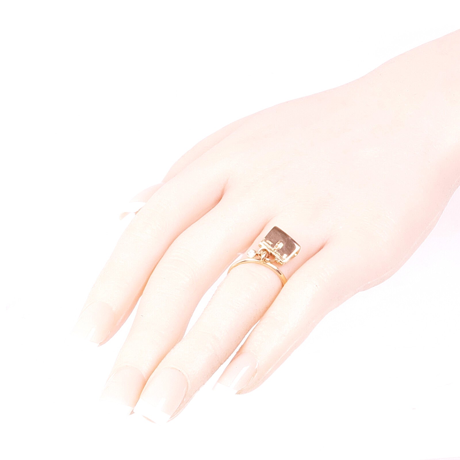 HERMES 18K玫瑰金Amulettes Kelly Ring鑽石戒指Hermes#52/US#6