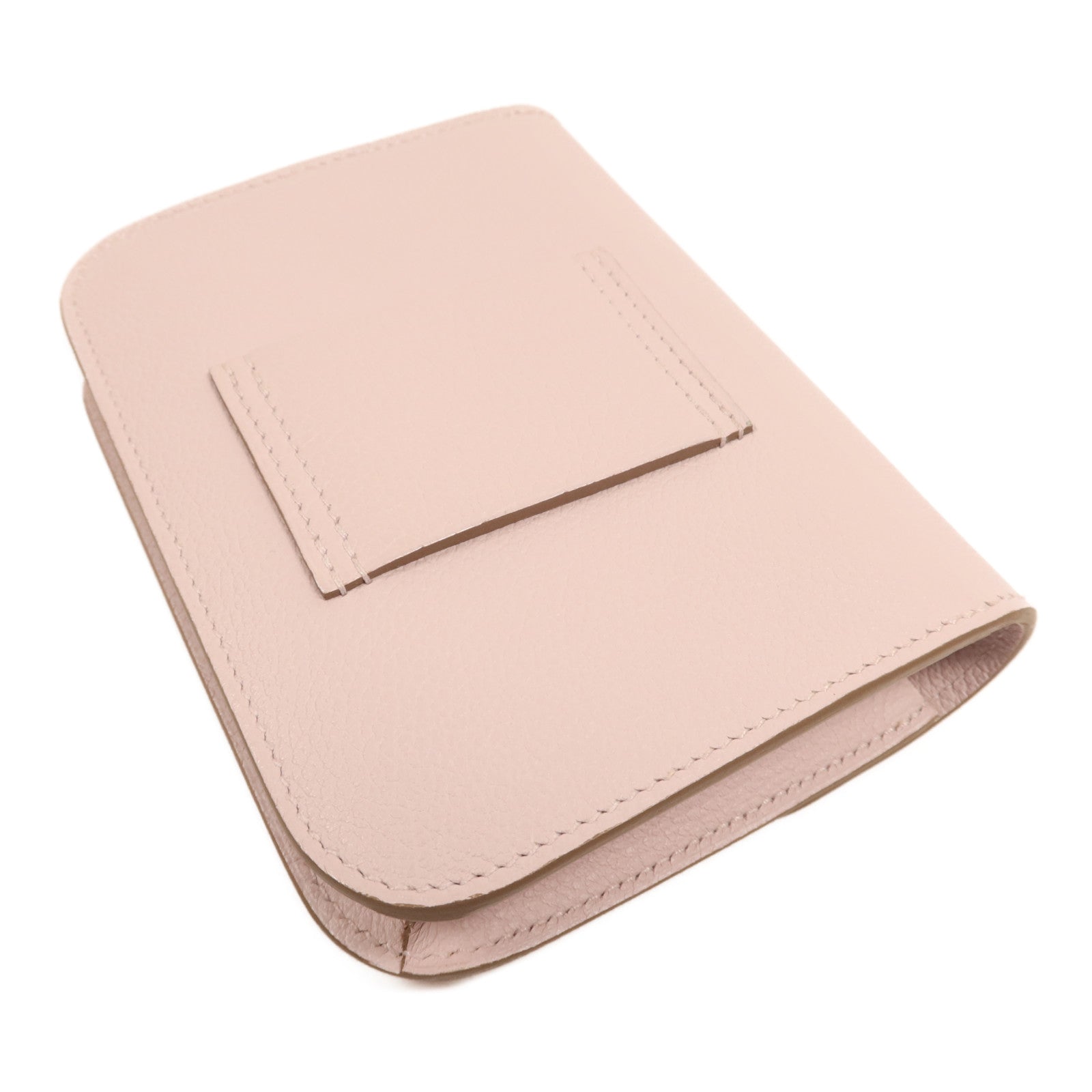 HERMES Evercolor皮革Constance Silm銀扣手拿包Rose Dragee