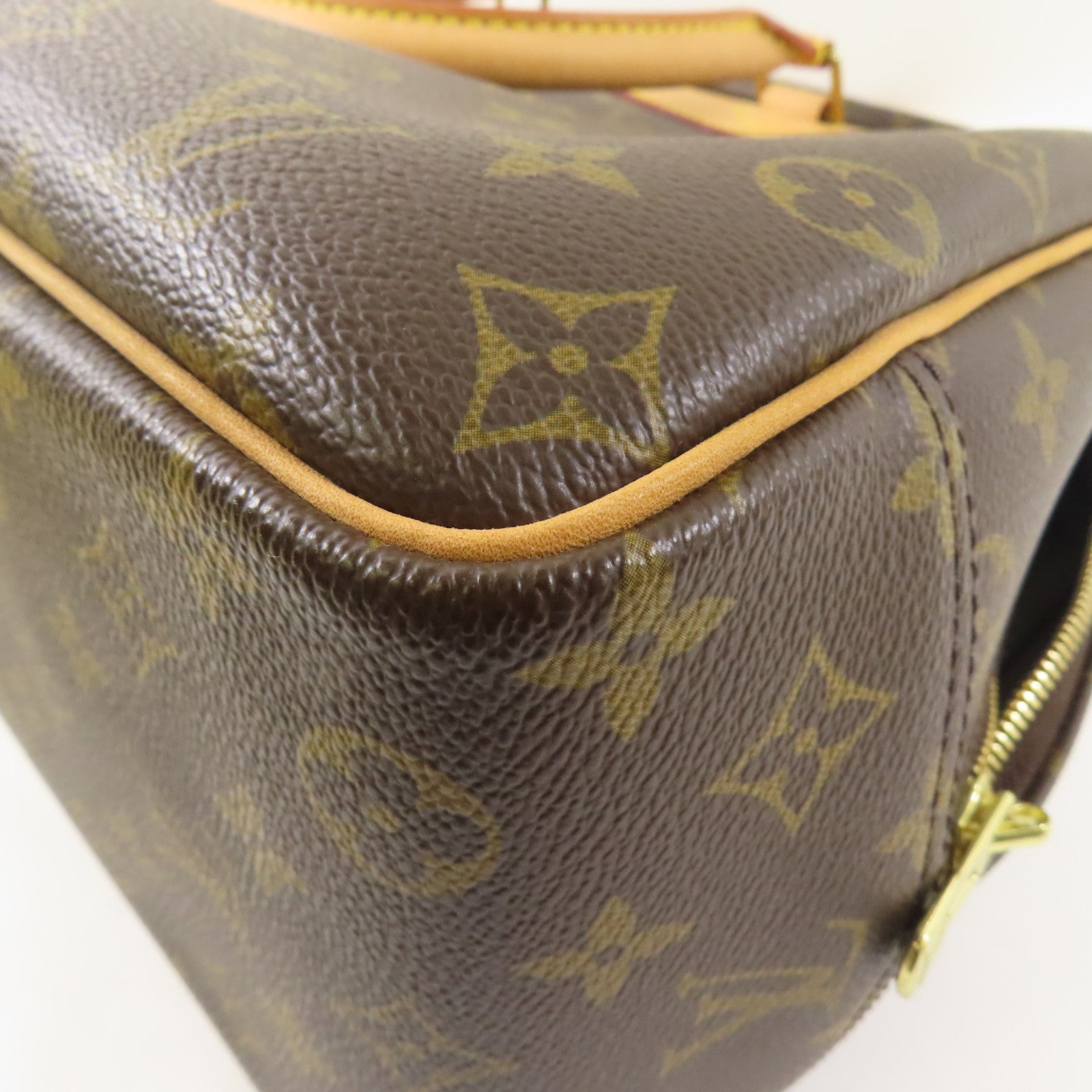 LOUIS VUITTON【激減優惠】 Monogram Deauville金扣手挽袋棕色