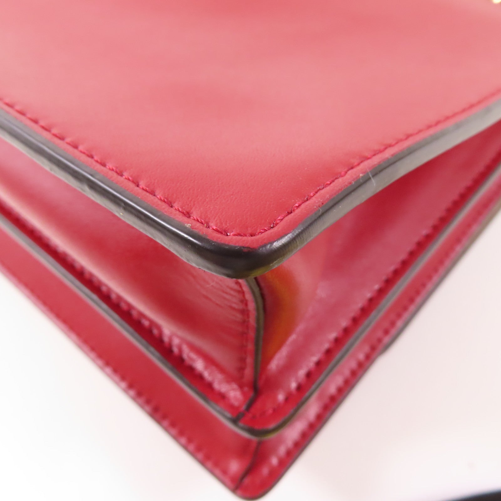 FENDI GHW Kan 1 Bag Chain Shoulder Bag 8M0381 Calfskin Leather Red