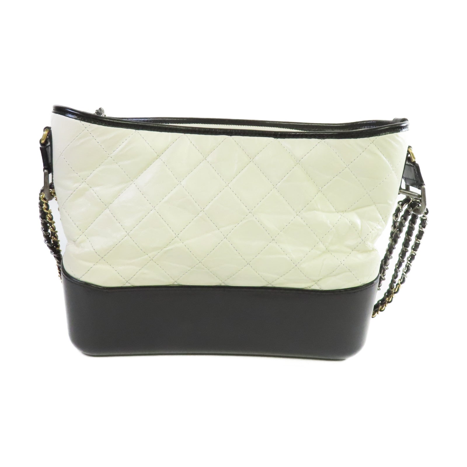 CHANEL **【激減優惠】菱格Gabrielle Medium Chain Shoulder Bag金扣鏈帶肩背袋白色/黑色