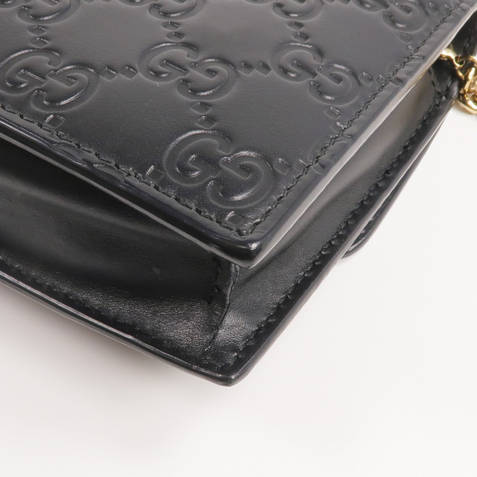 GUCCI 牛皮皮革Chain Shoulder Bag金扣鏈帶肩背袋