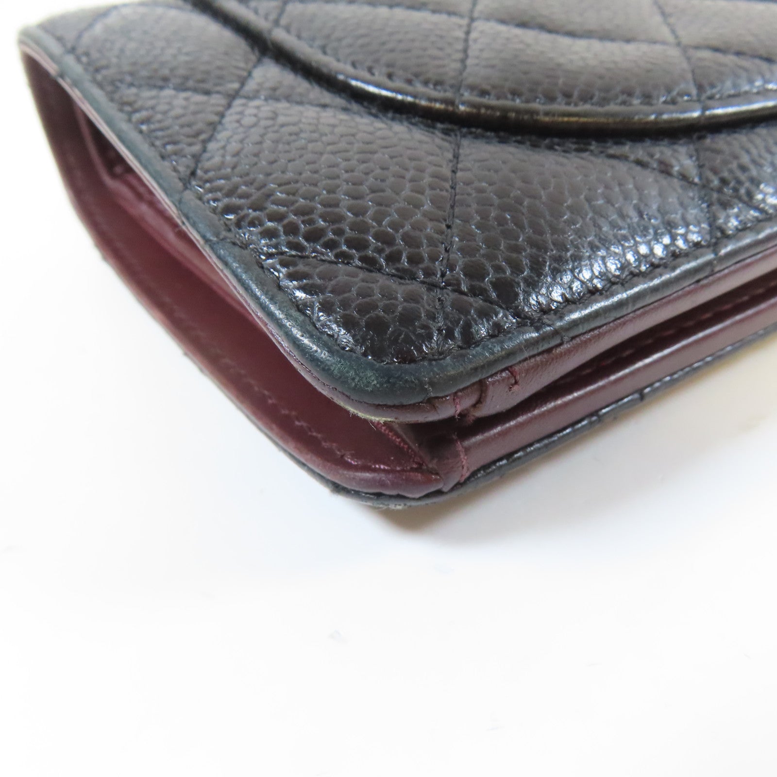 CHANEL 菱格Caviar皮革Long Bifold Wallet金扣長錢包黑色