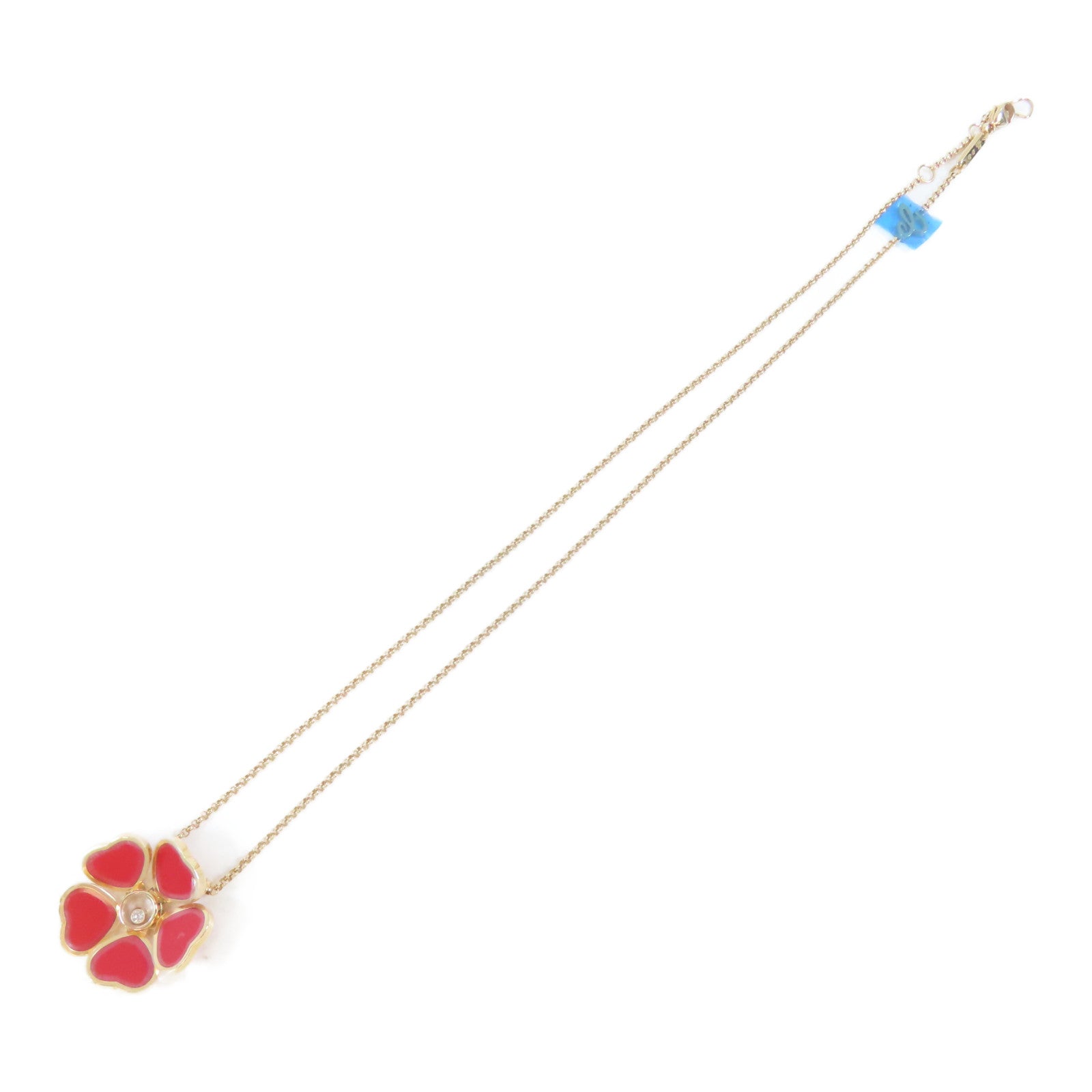 Chopard 18K玫瑰金Happy Hearts Flower Necklace 0.05ct鑽石項鍊#42cm