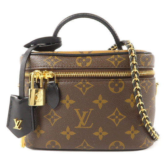 LOUIS VUITTON Monogram Reverse Vanity PM金扣手挽肩背兩用袋棕色