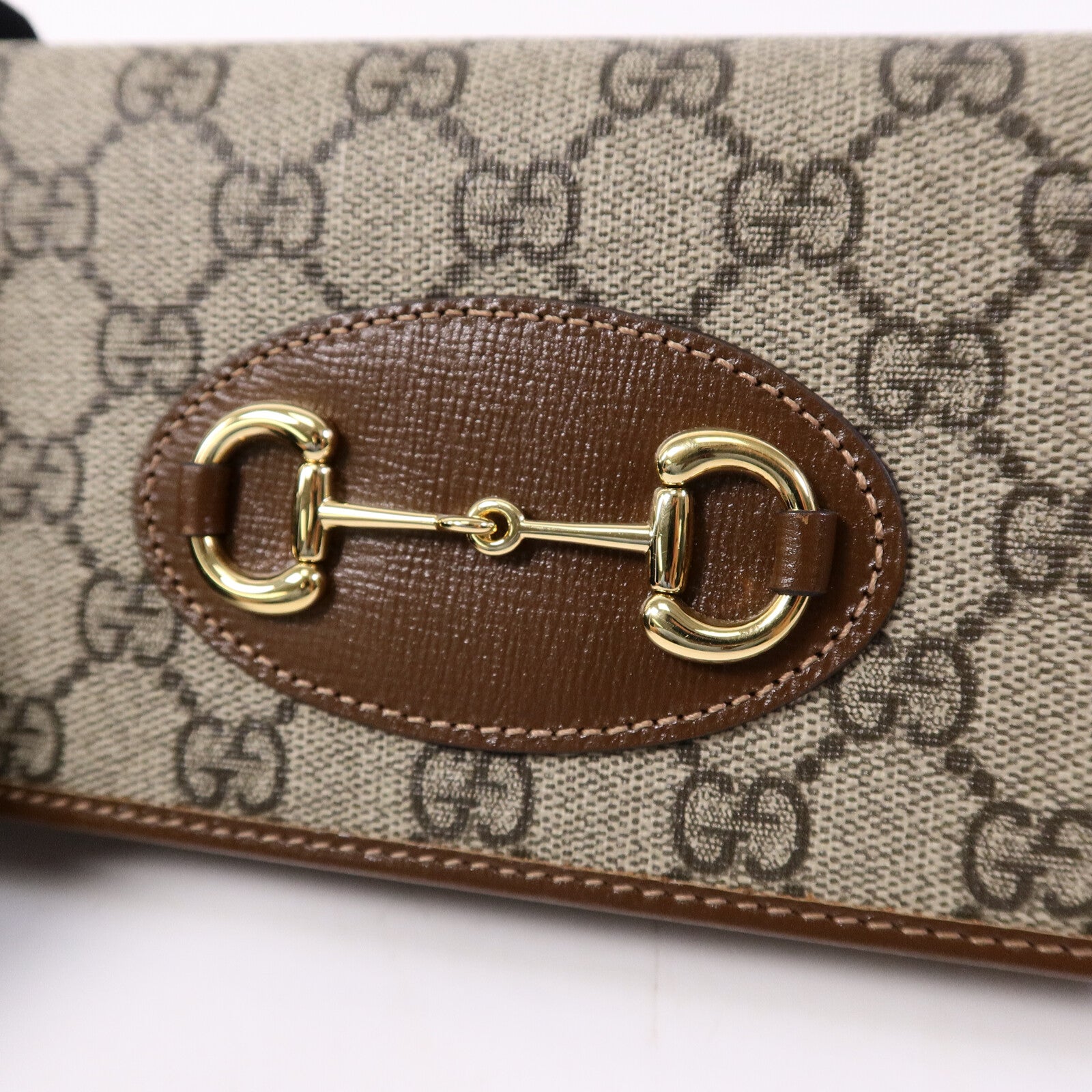 GUCCI 塗層帆布Horsebit1955 Wallet with Chain鏈帶肩背袋
