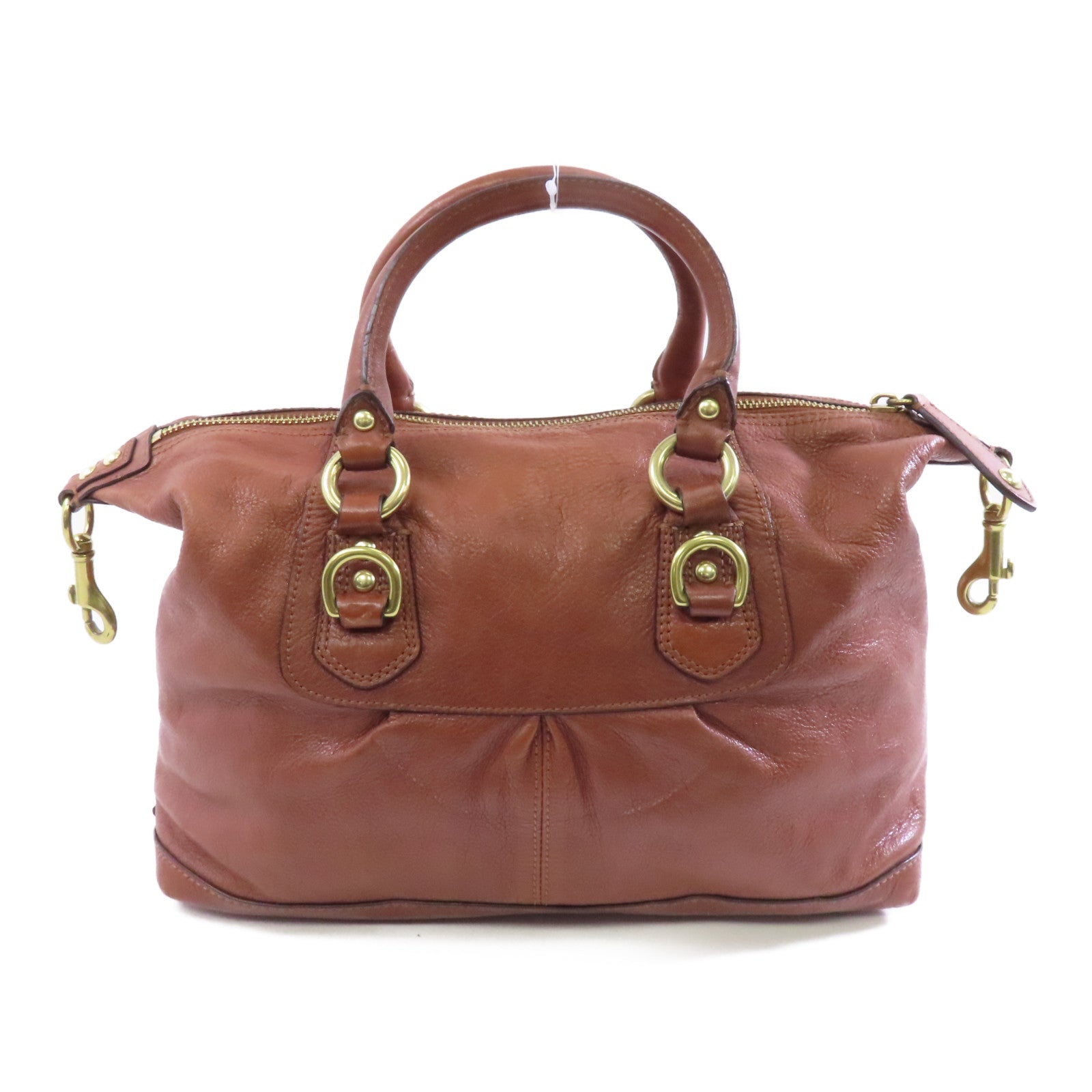 COACH 牛皮皮革2 Way Shoulder金扣手挽肩背兩用袋啡色