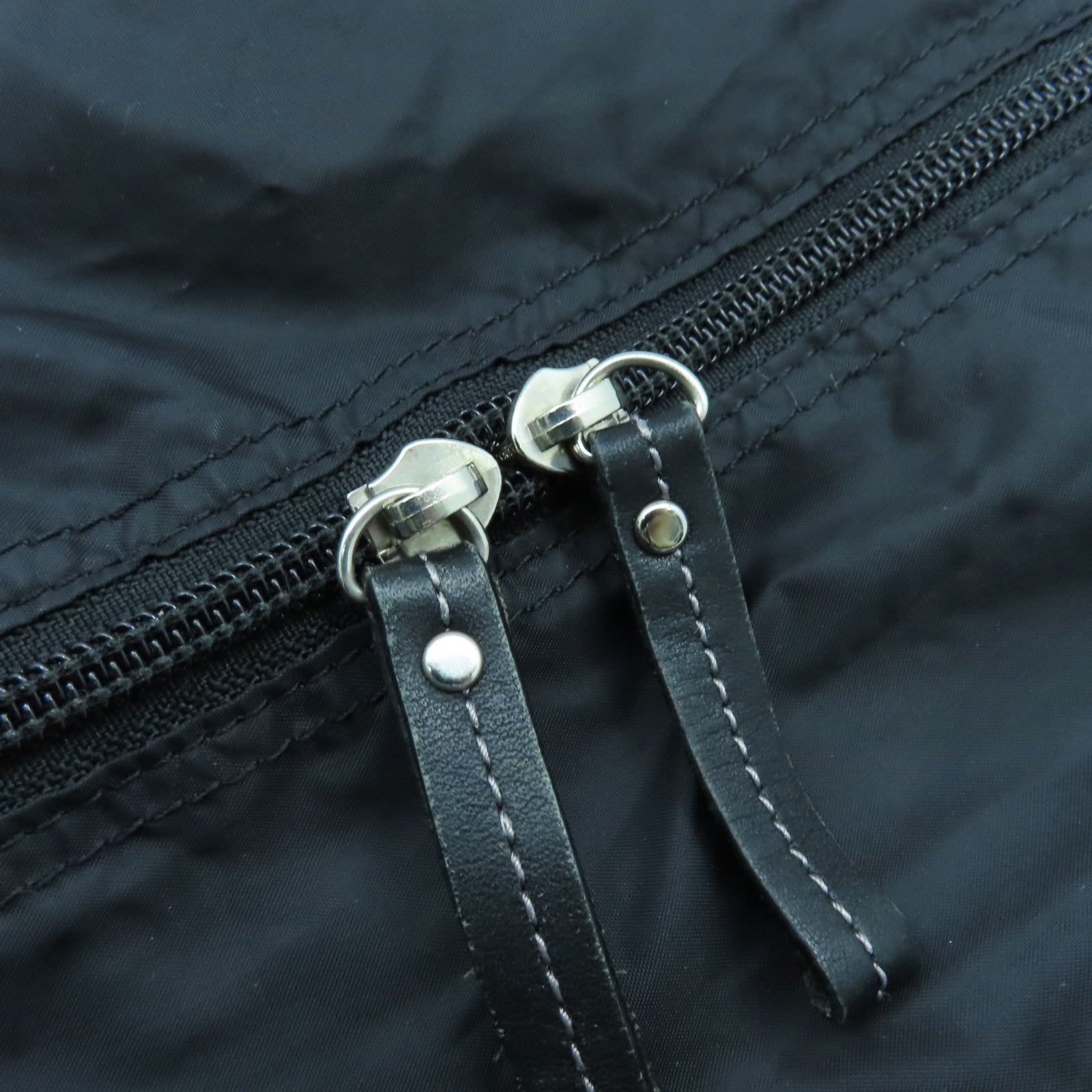 agnes b. 尼龍2way Shoulder Bag銀扣手挽肩背兩用袋黑色