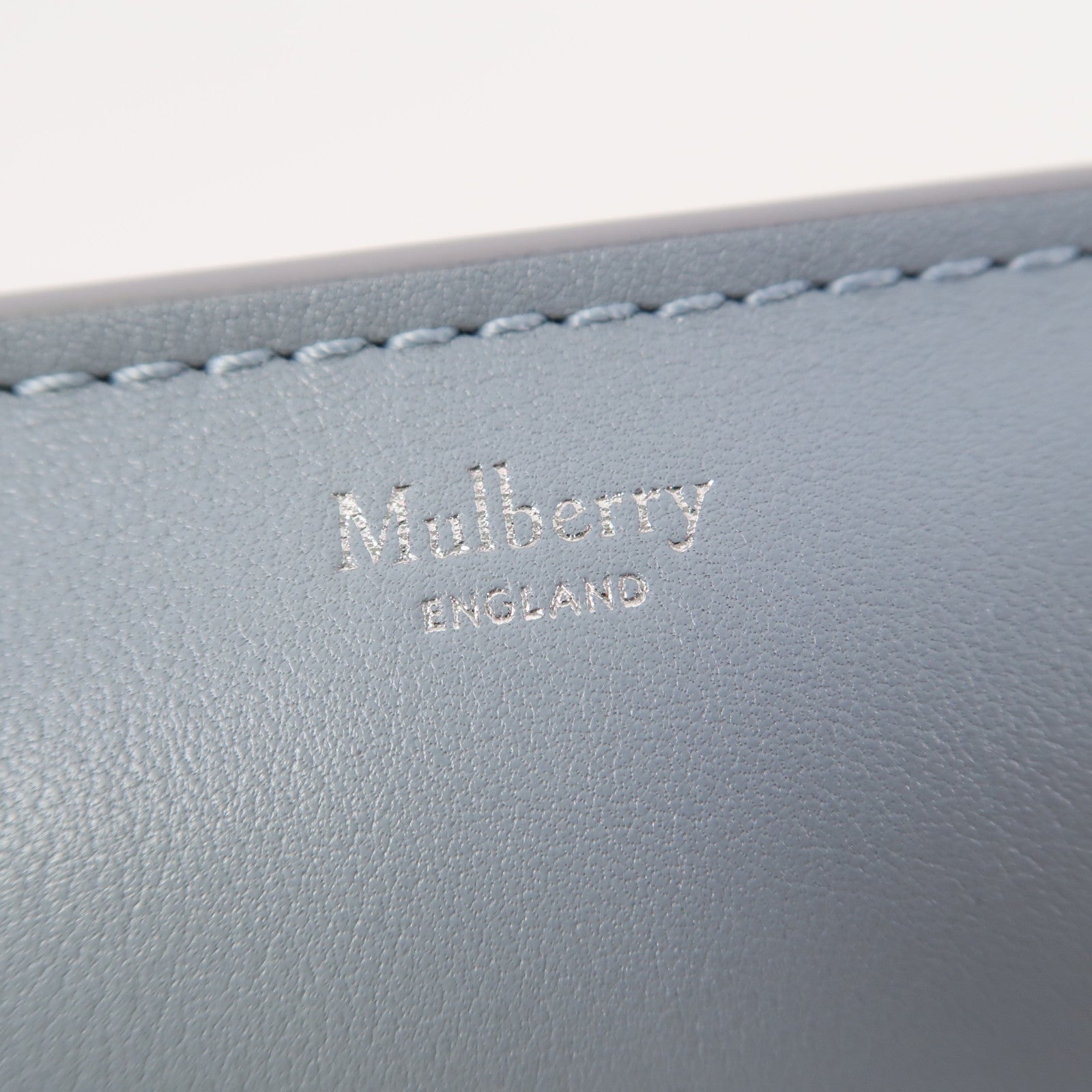 MULBERRY 牛皮皮革Amberley Medium Wallet銀扣錢包淺藍色