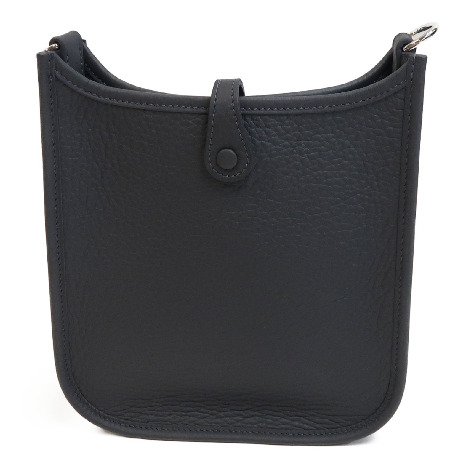 HERMES Clemence皮革Evelyne TPM銀扣肩背袋Ardoise/石板灰