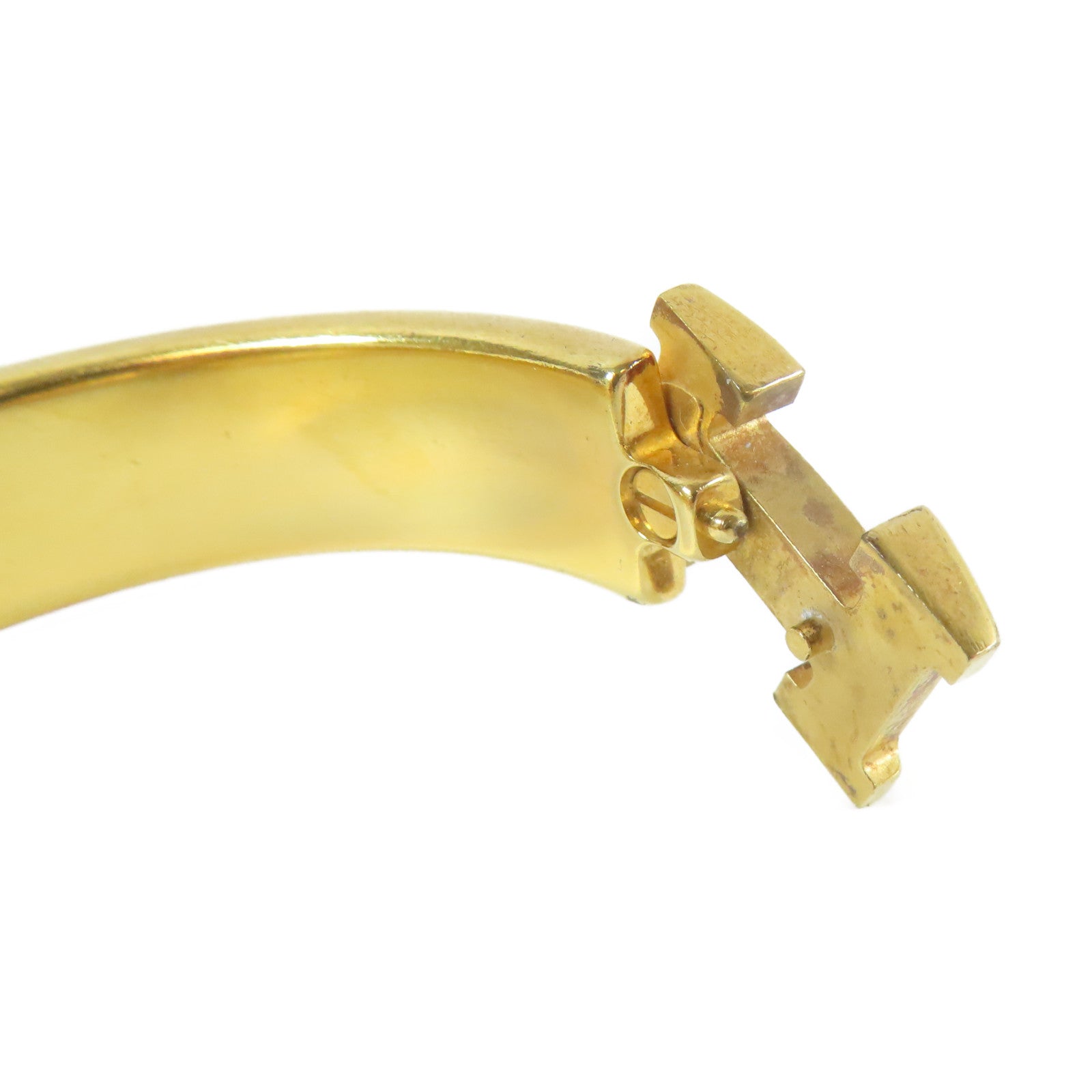 HERMES 金屬Clic H手鐲櫻花粉色/金色#16cm