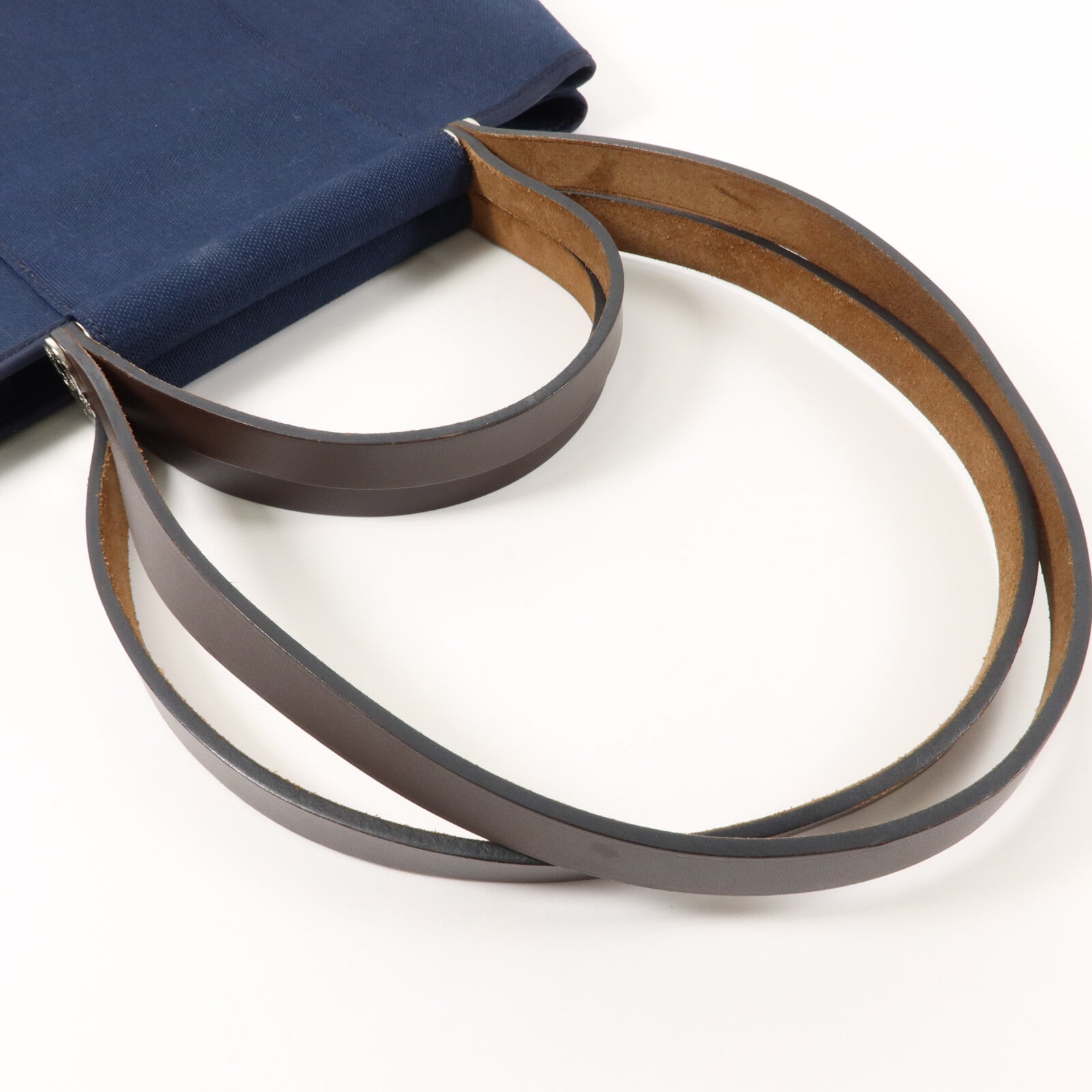 HERMES 帆布Cabag PM手挽肩背兩用袋Bleu Indigo