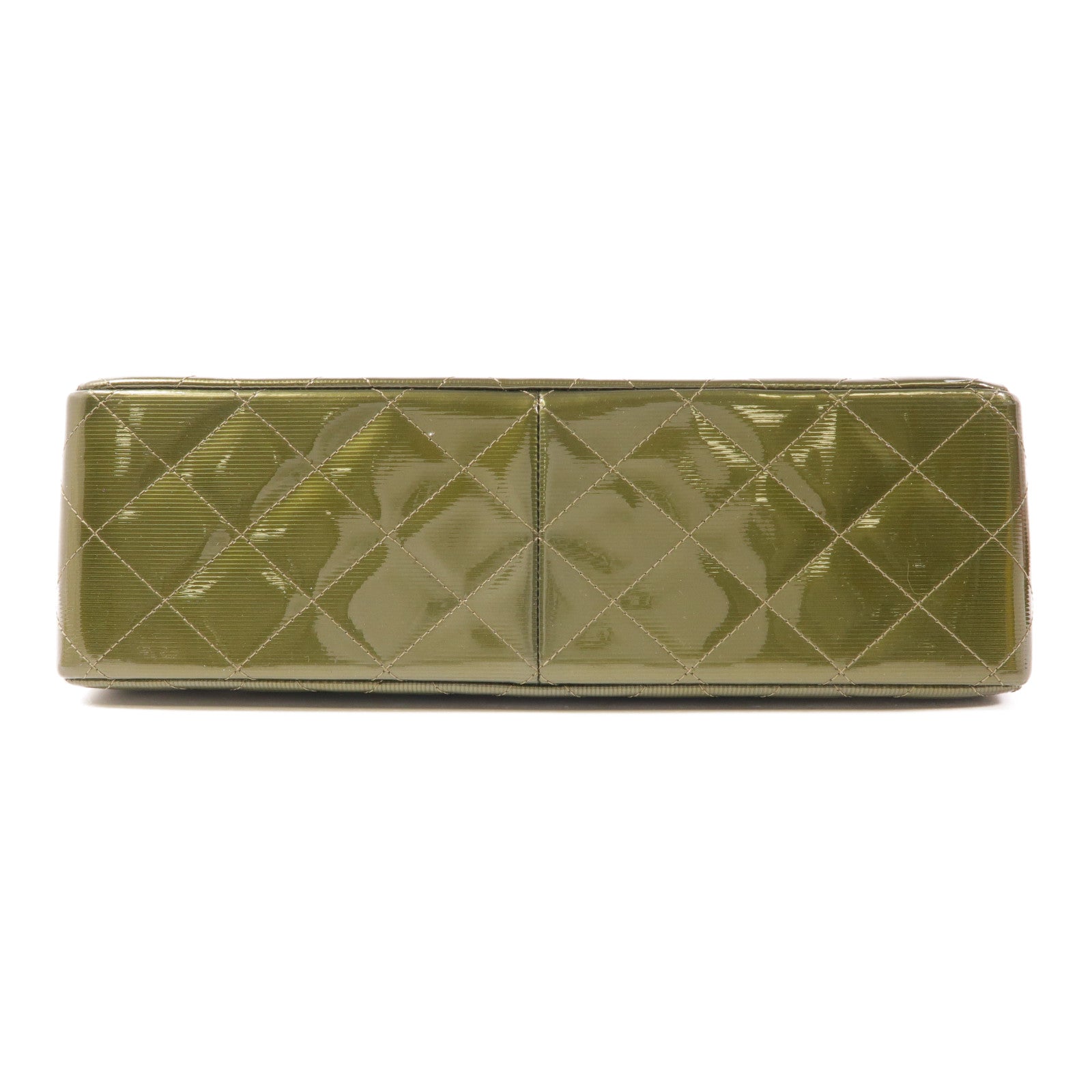 CHANEL CC SHW Large Classic Chain Shoulder Bag Patent Leather Green