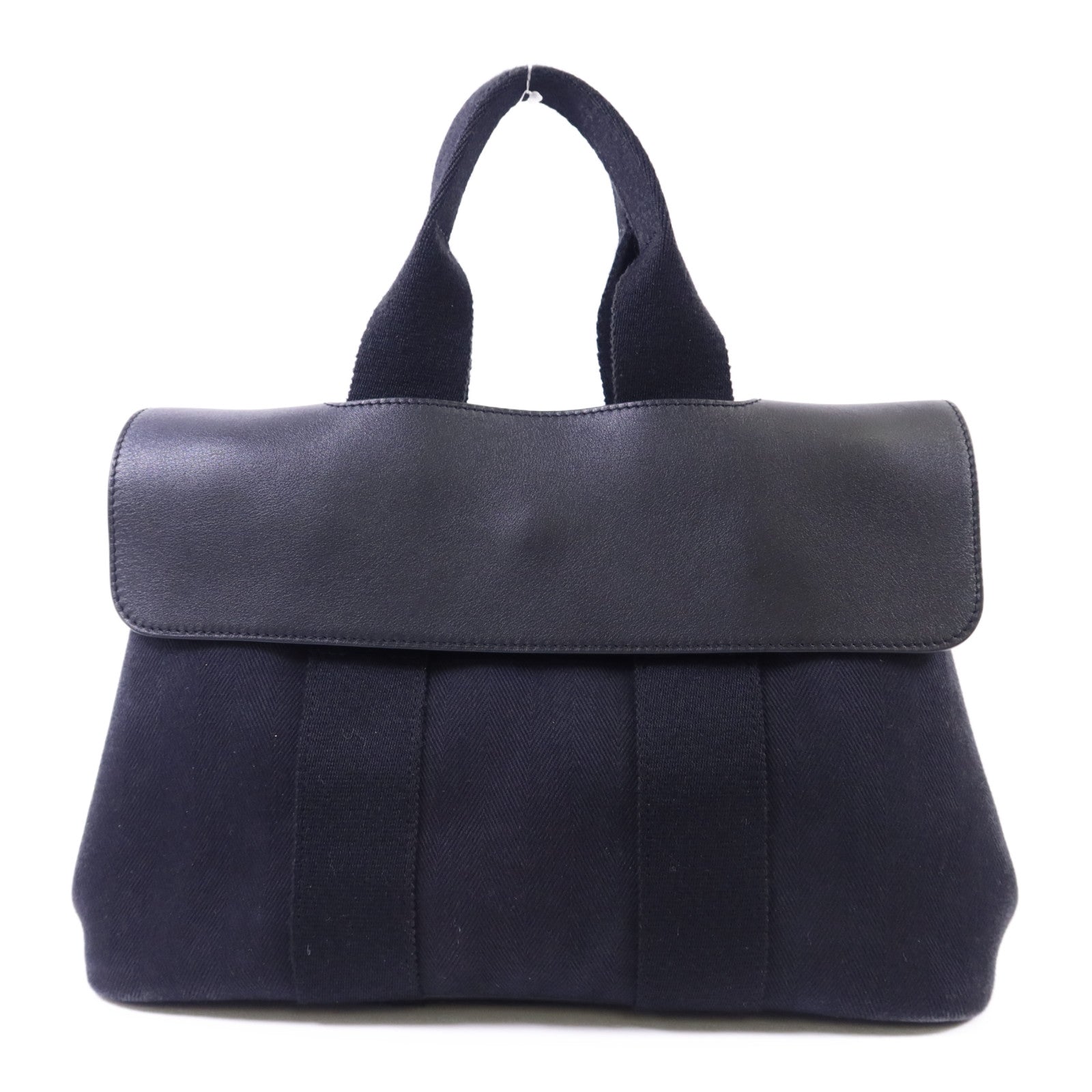 HERMES 帆布Valparaiso PM銀扣手挽袋Noir