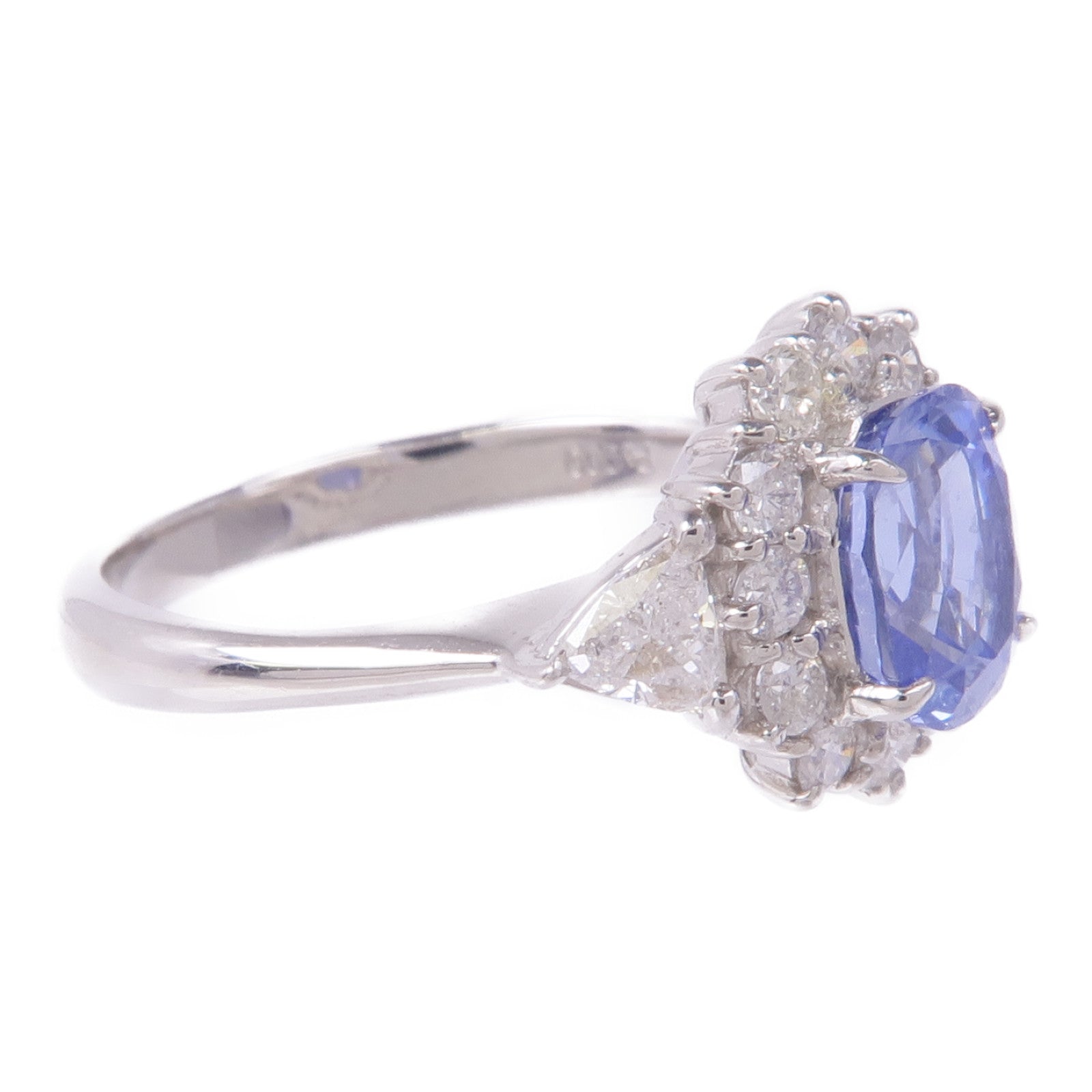 JEWELRY PT900鉑金Sapphire Diamond Ring藍寶石/鑽石戒指US#6.25