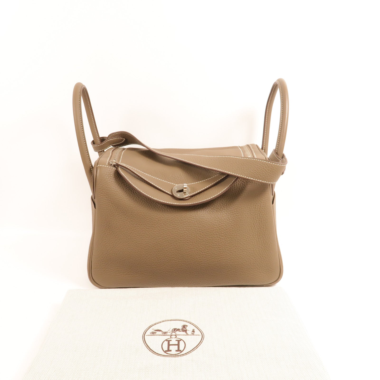 HERMES Clemence皮革Lindy 30手挽肩背兩用袋Etoupe