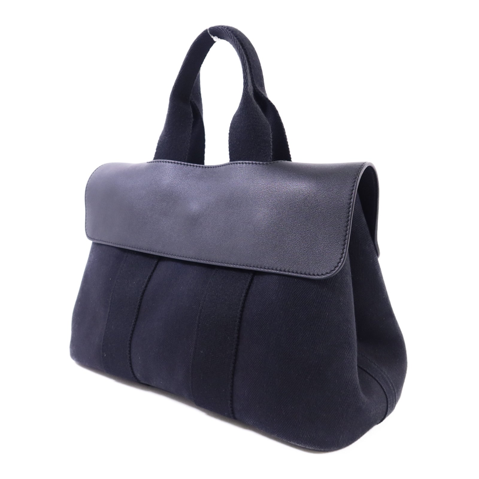 HERMES 帆布Valparaiso PM銀扣手挽袋Noir