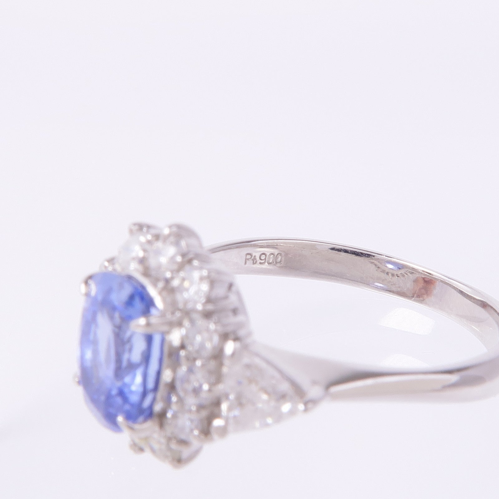 JEWELRY PT900鉑金Sapphire Diamond Ring藍寶石/鑽石戒指US#6.25